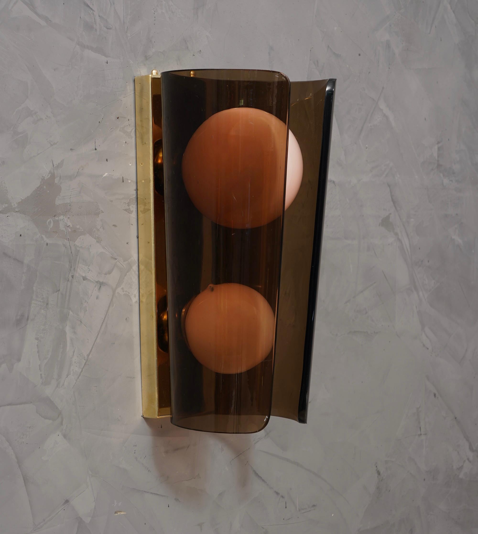 Late 20th Century Murano Art Glass Brown and Pink Wall Light, 1980 For Sale