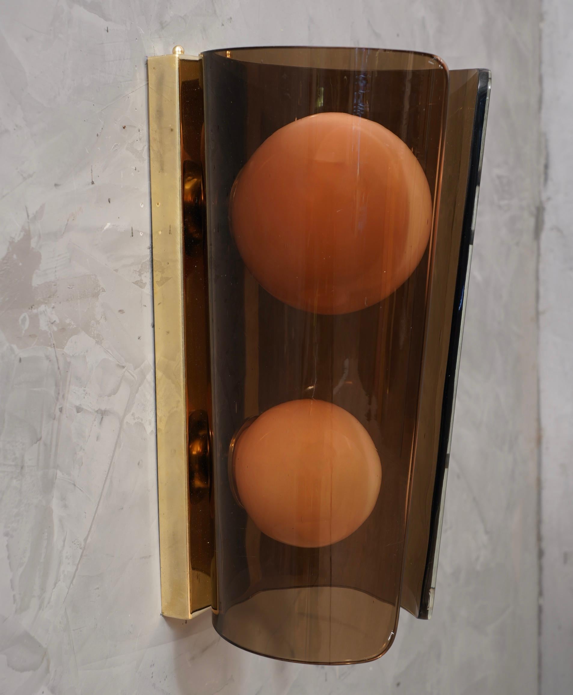 Murano Art Glass Brown and Pink Wall Light, 1980 For Sale 1