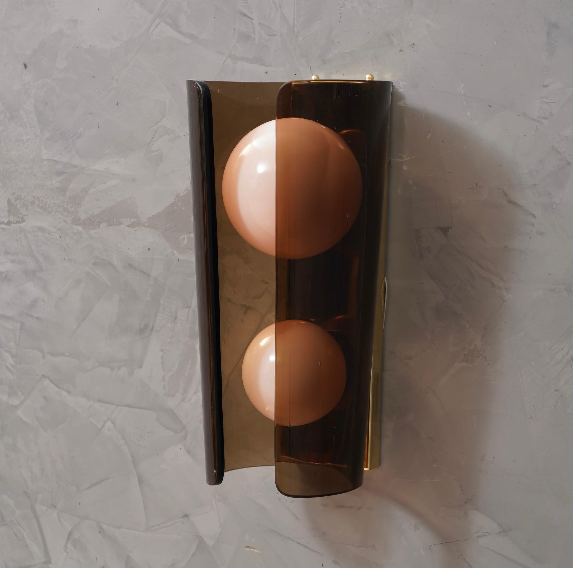 Murano Art Glass Brown and Pink Wall Light, 1980 For Sale 2