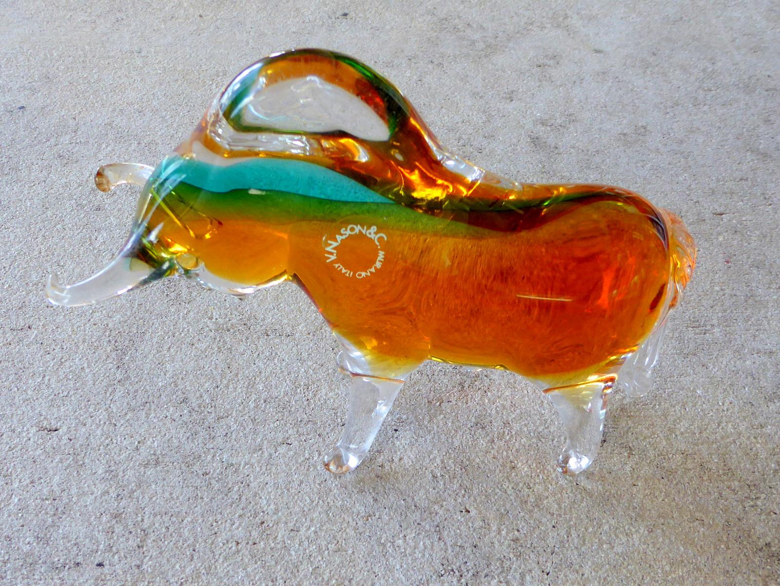 Mid-Century Modern Murano Art Glass Bull by Vincenzo Nason For Sale