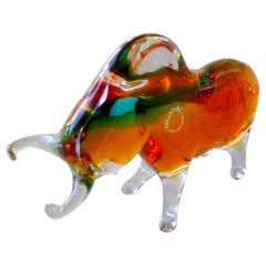 Vintage Murano Art Glass Bull by Vincenzo Nason