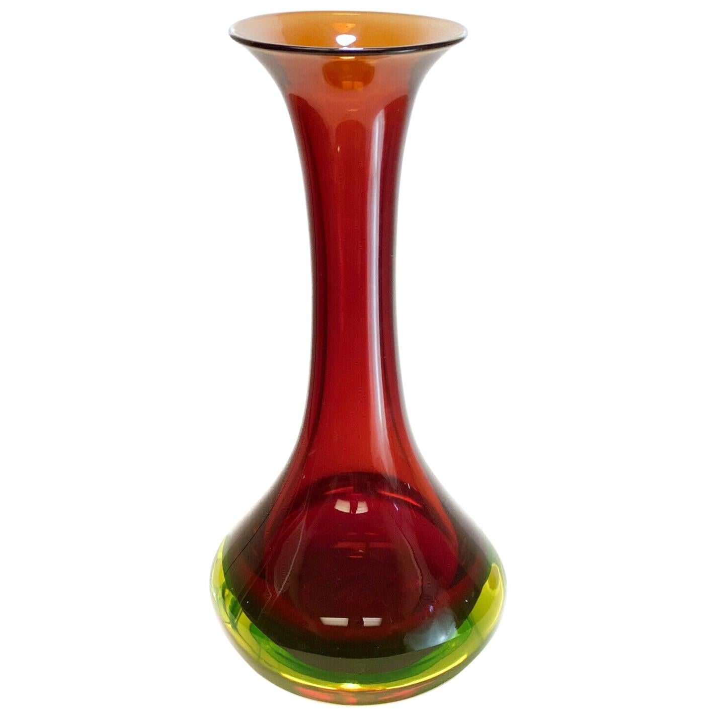 Murano Art Glass Carolla Vase by Antonio da Ros Sommerso Vetreria Gino Cenedese For Sale