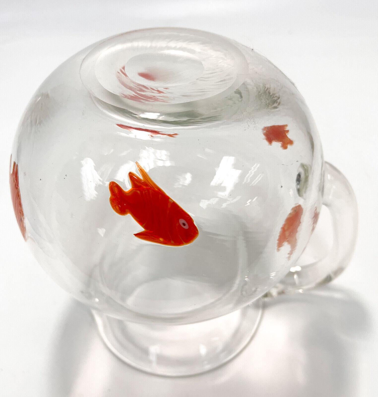 20th Century Murano Art Glass Cased Sunfish Water Pitcher, Polished Pontil For Sale