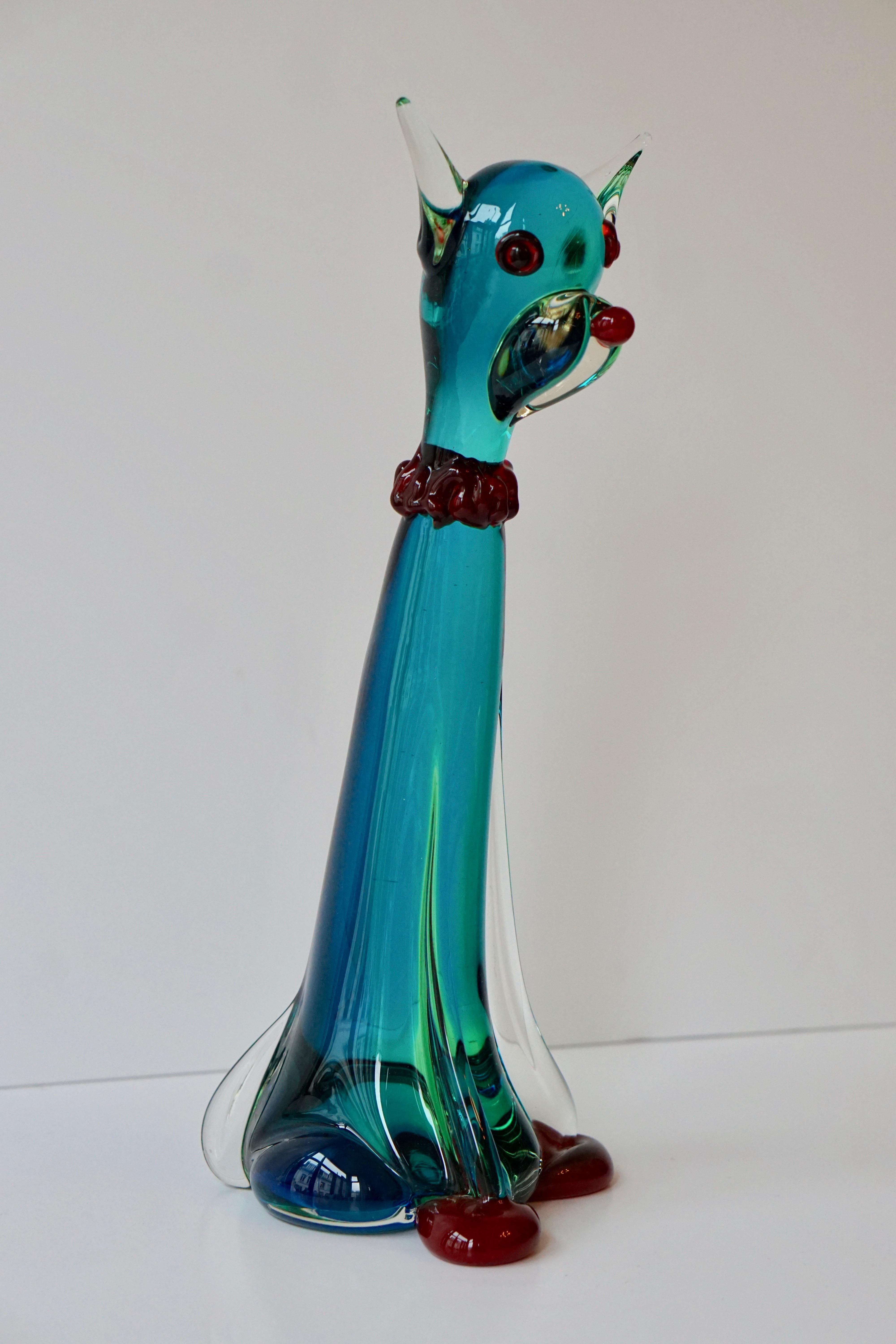 Murano Art Glass Cat Sculpture For Sale at 1stDibs