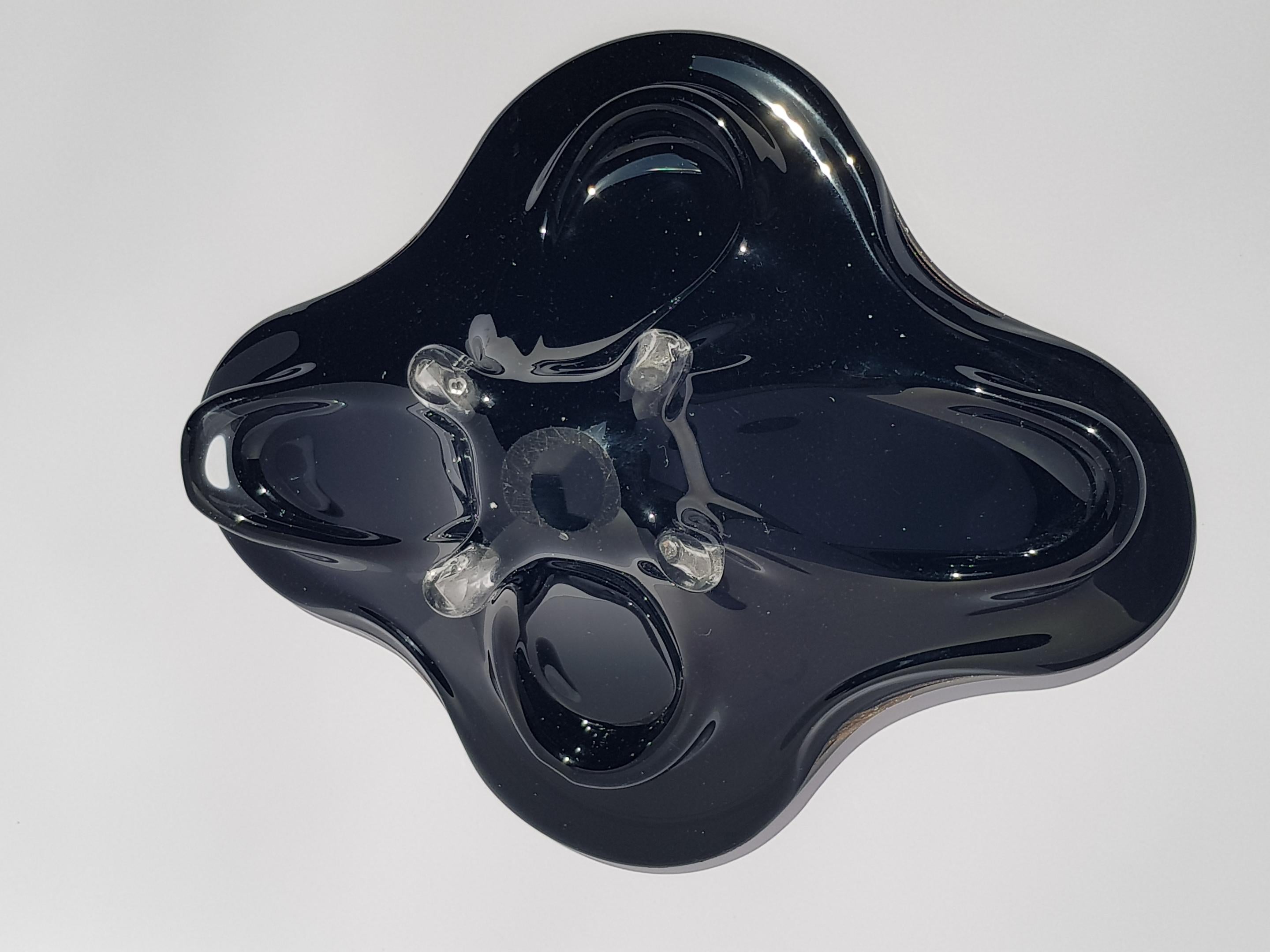 Centrotavola in vetro di Murano Ciotola Vaso Piatto Nero Rame Avventurina Fenicio in vendita 15