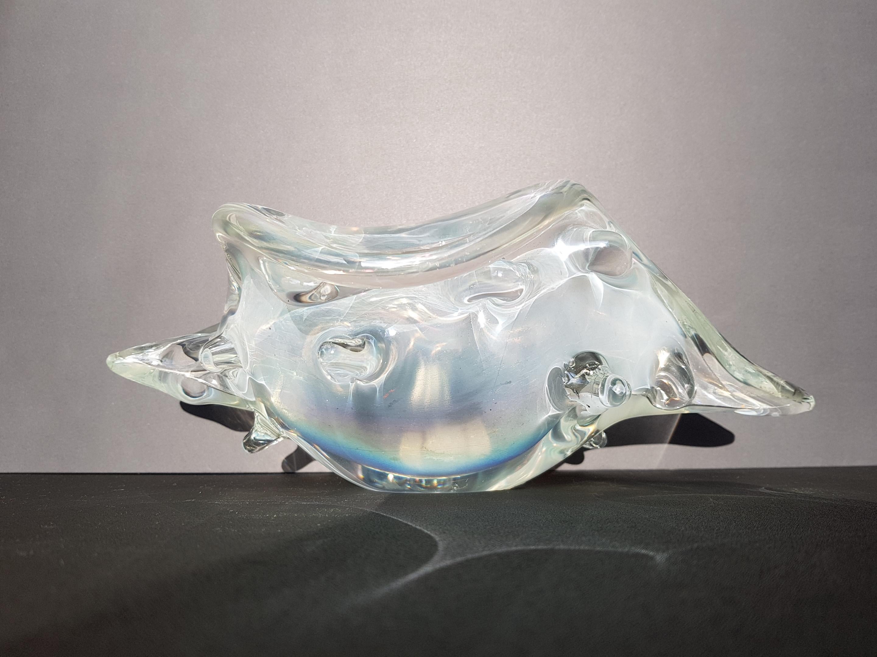Murano Art Glass Conch Shell Centerpiece Bowl Sculpture Iridescent Opalescent in vendita 4