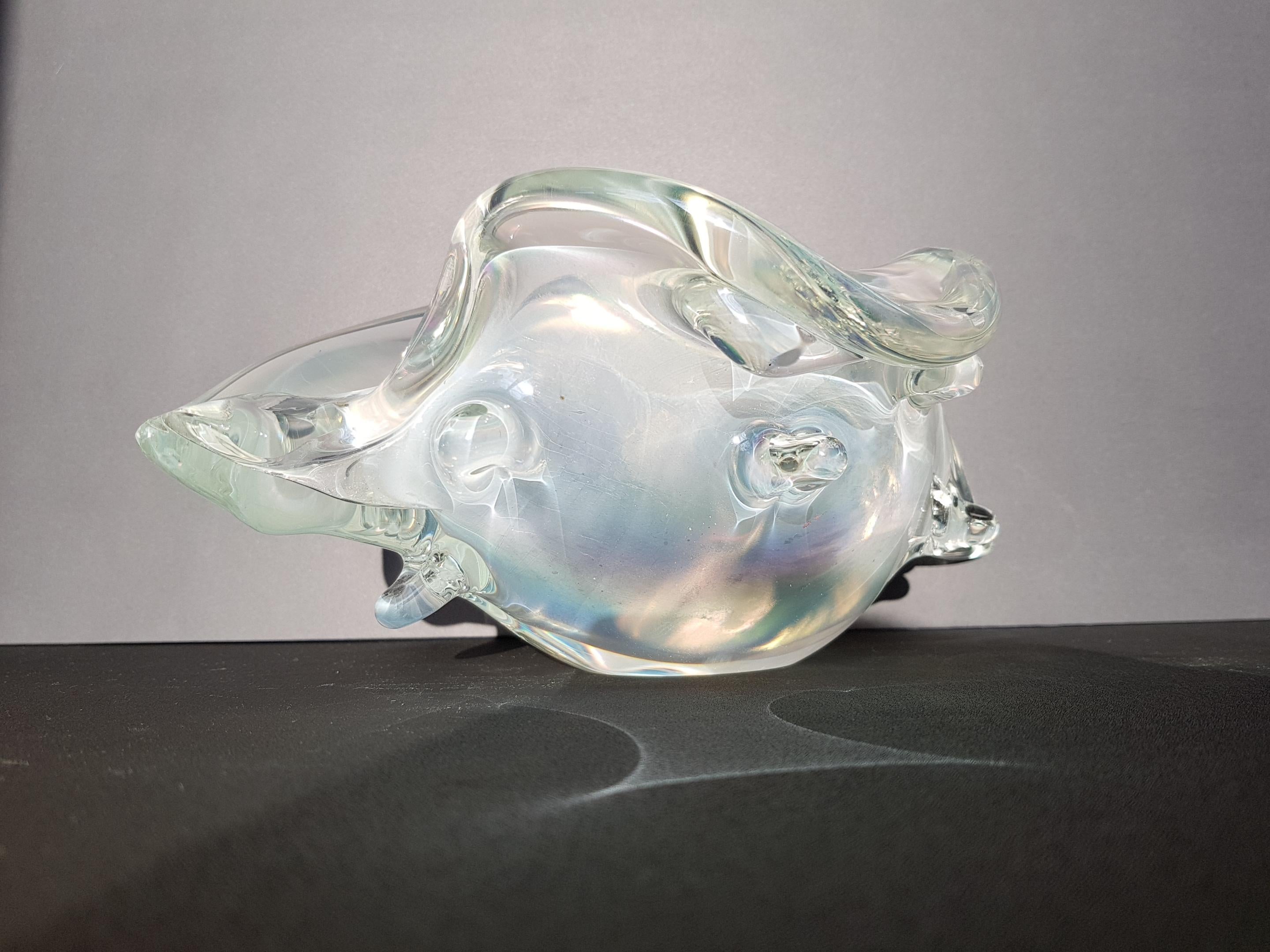Murano Art Glass Conch Shell Centerpiece Bowl Sculpture Iridescent Opalescent in vendita 5