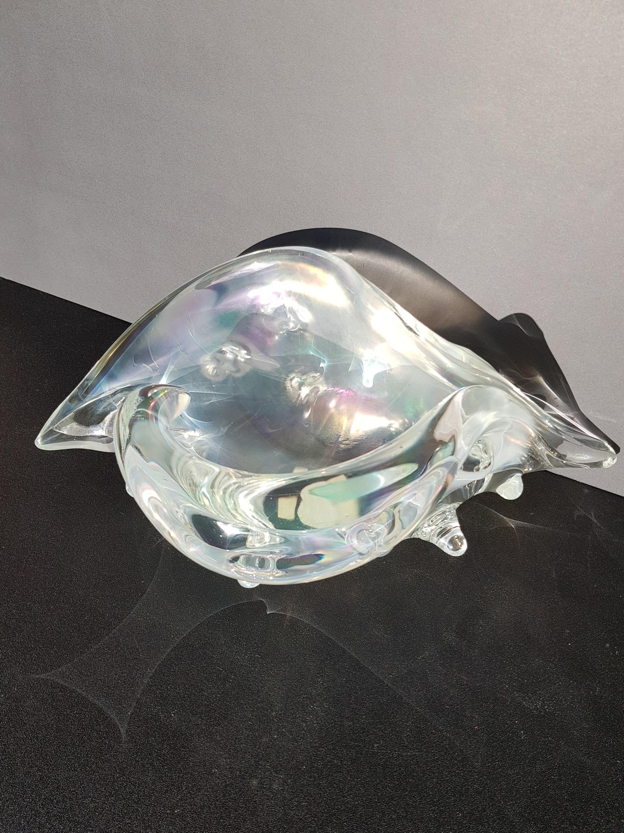 Murano Art Glass Conch Shell Centerpiece Bowl Sculpture Iridescent Opalescent in vendita 7