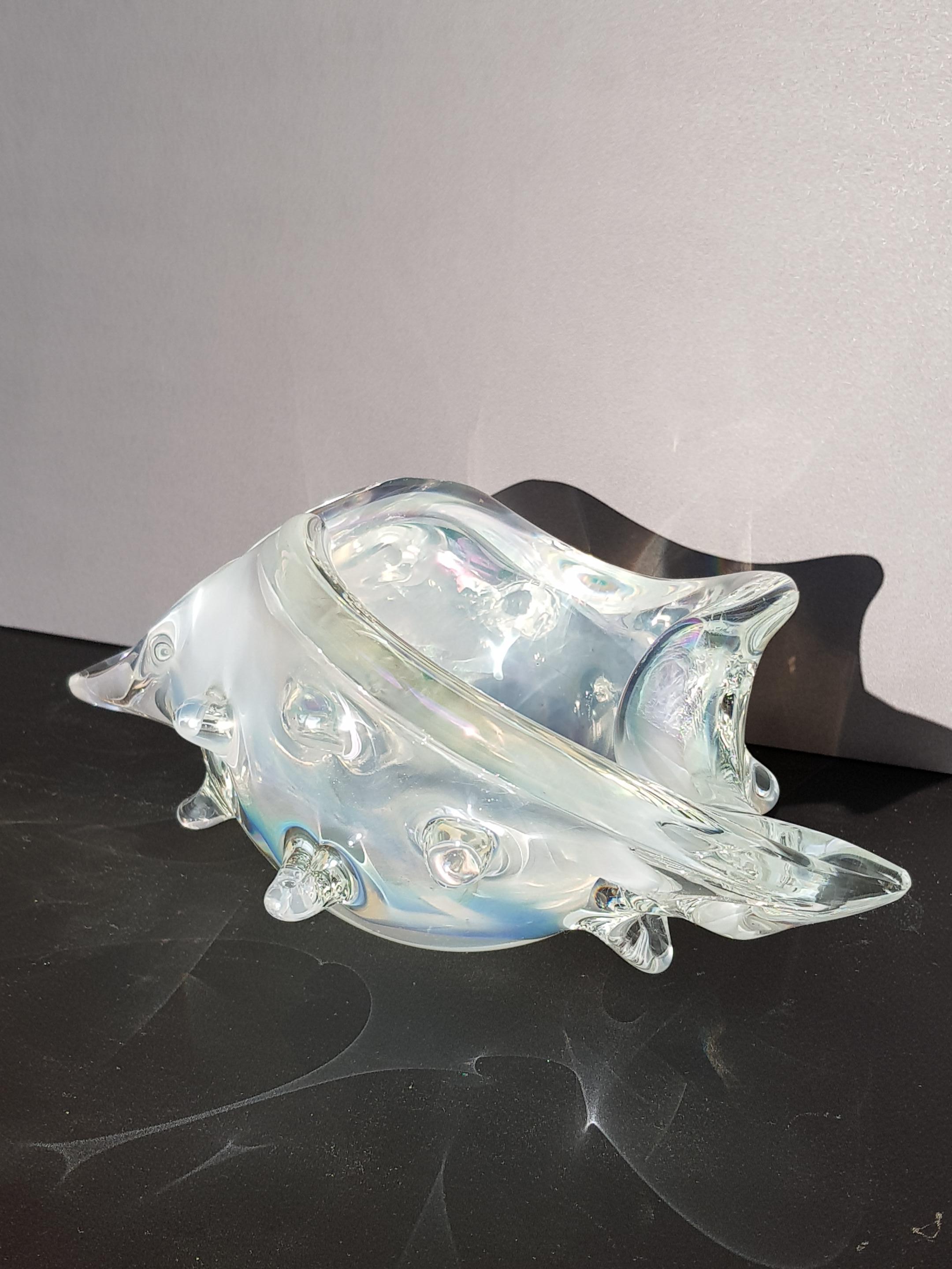 Murano Art Glass Conch Shell Centerpiece Bowl Sculpture Iridescent Opalescent in vendita 8