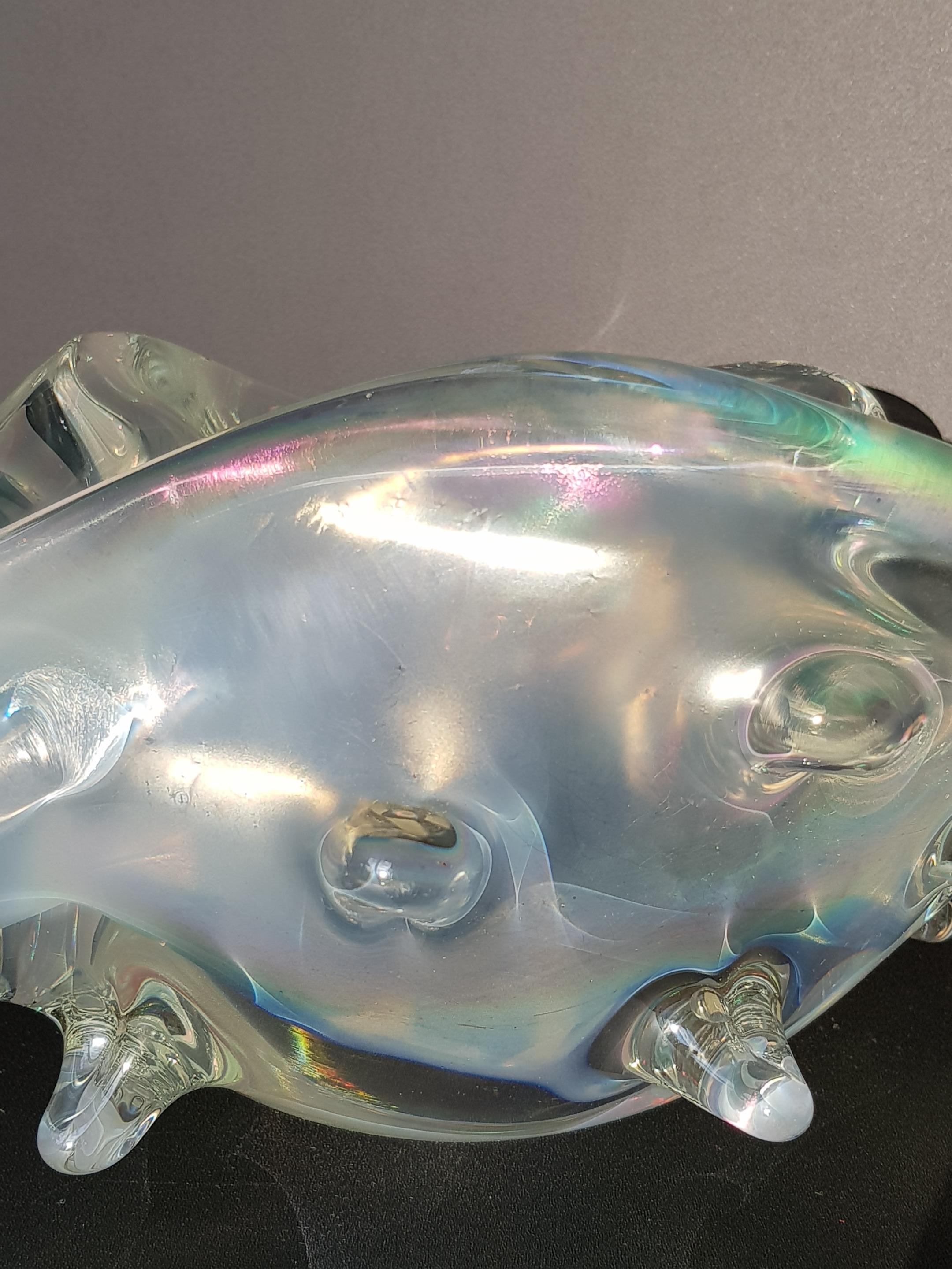 Murano Art Glass Conch Shell Centerpiece Bowl Sculpture Iridescent Opalescent in vendita 9
