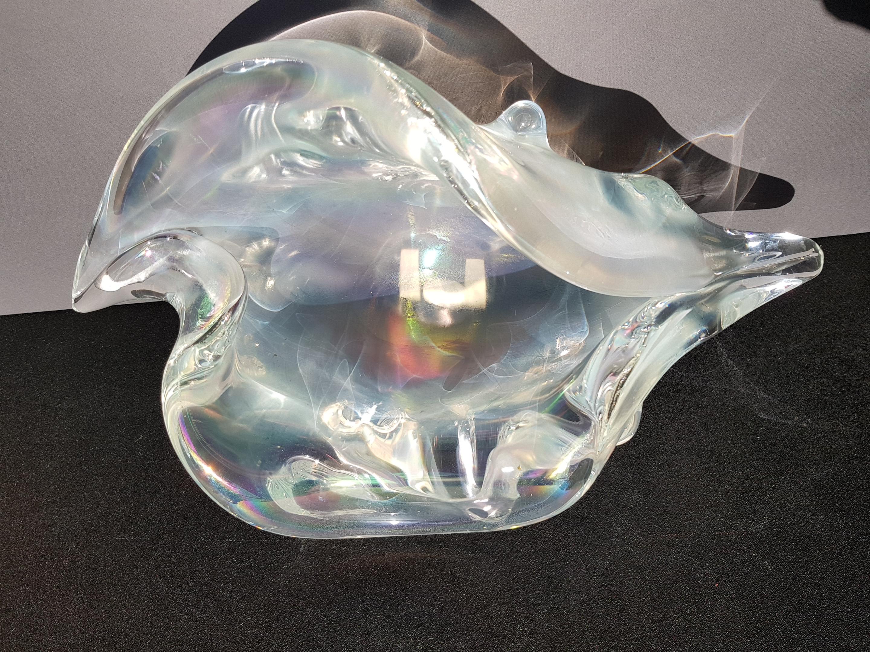 Murano Art Glass Conch Shell Centerpiece Bowl Sculpture Iridescent Opalescent in vendita 12