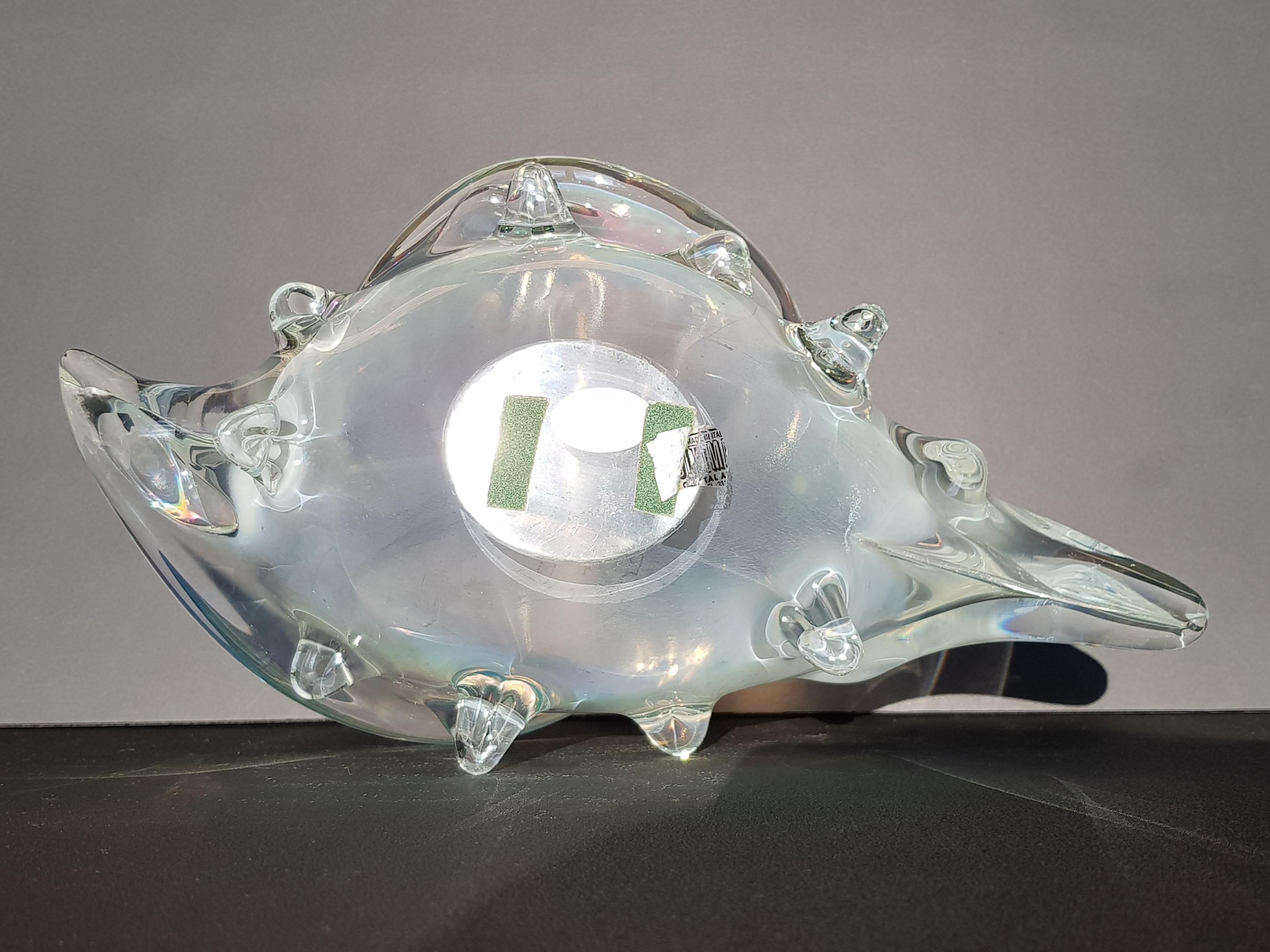 Murano Art Glass Conch Shell Centerpiece Bowl Sculpture Iridescent Opalescent in vendita 13