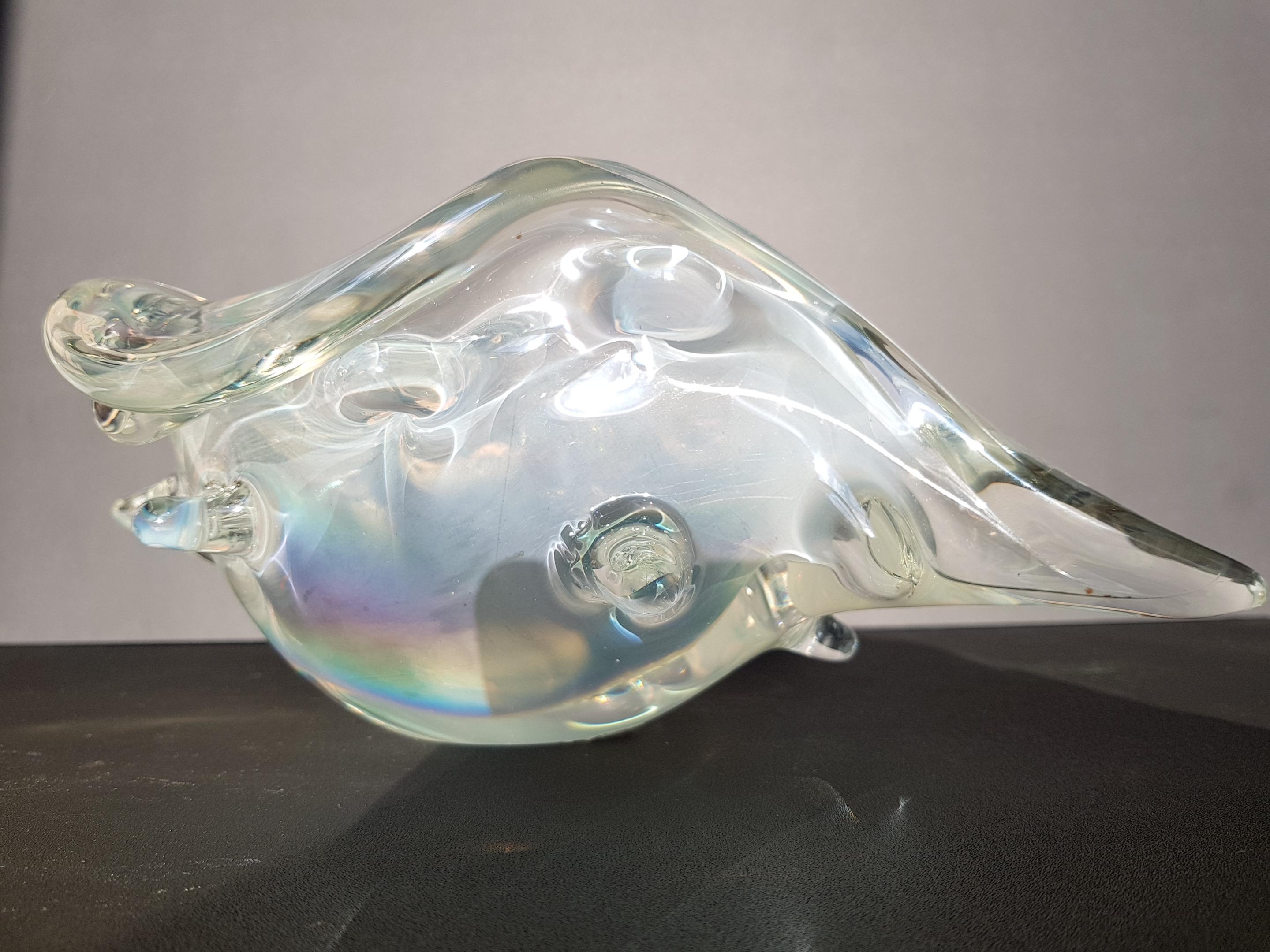 Murano Art Glass Conch Shell Centerpiece Bowl Sculpture Iridescent Opalescent in vendita 2