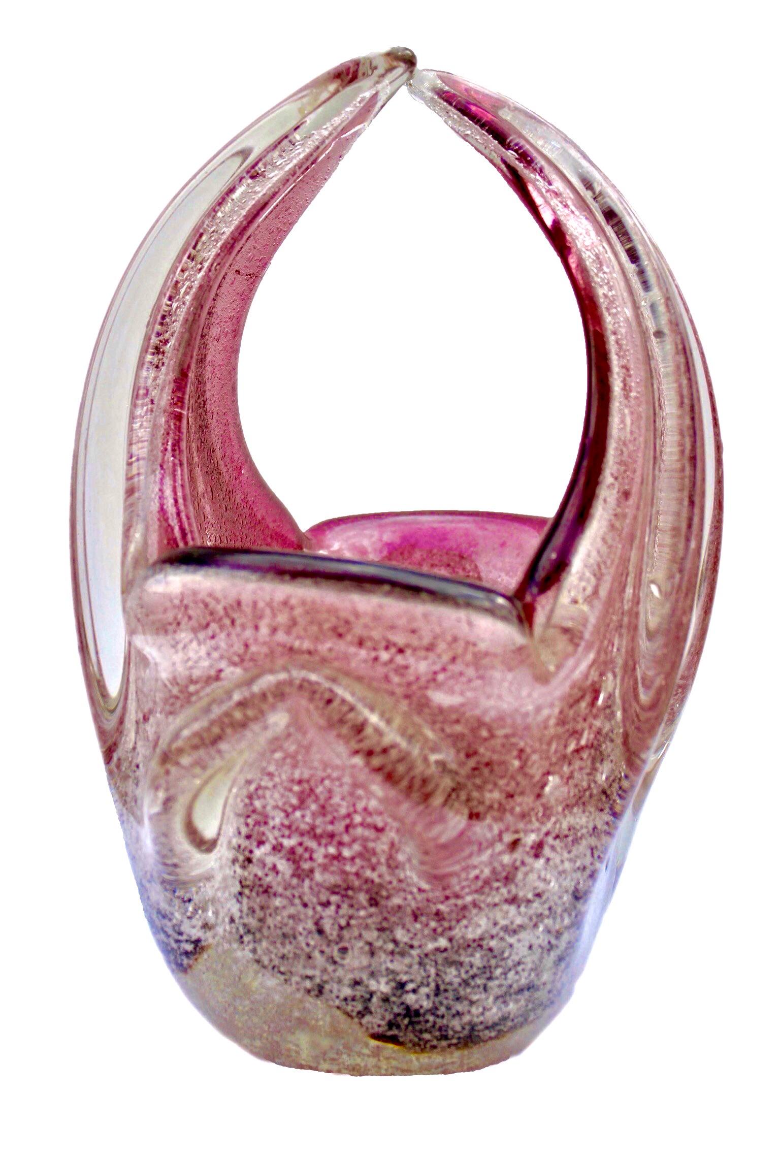 Italian Murano Art Glass Cornucopia Flower Basket in Style of Archimede Seguso For Sale