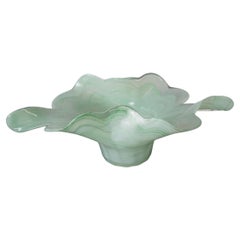 Vintage Murano Art Glass decorative bowl in green swirl 