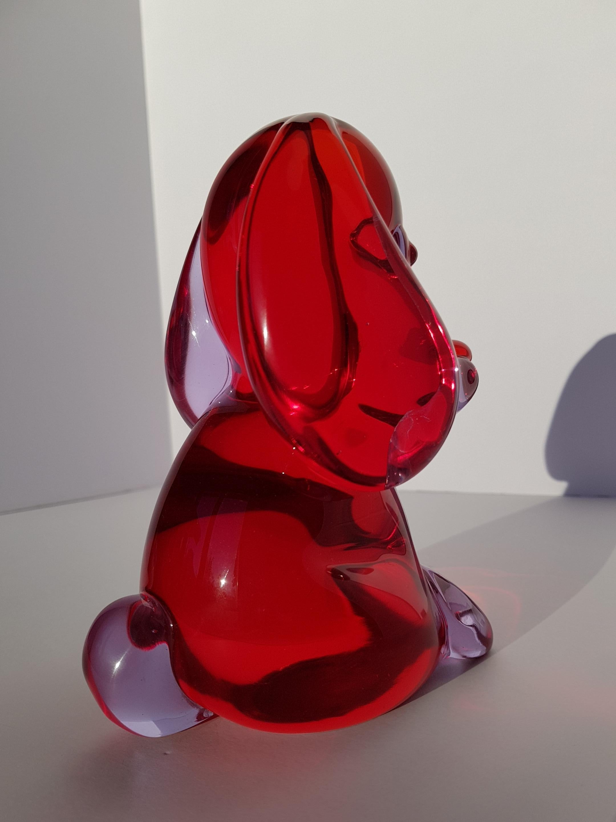 Scultura di cane in vetro di Murano Seguso Barbini Sommerso Alessandrite Rosso in vendita 2
