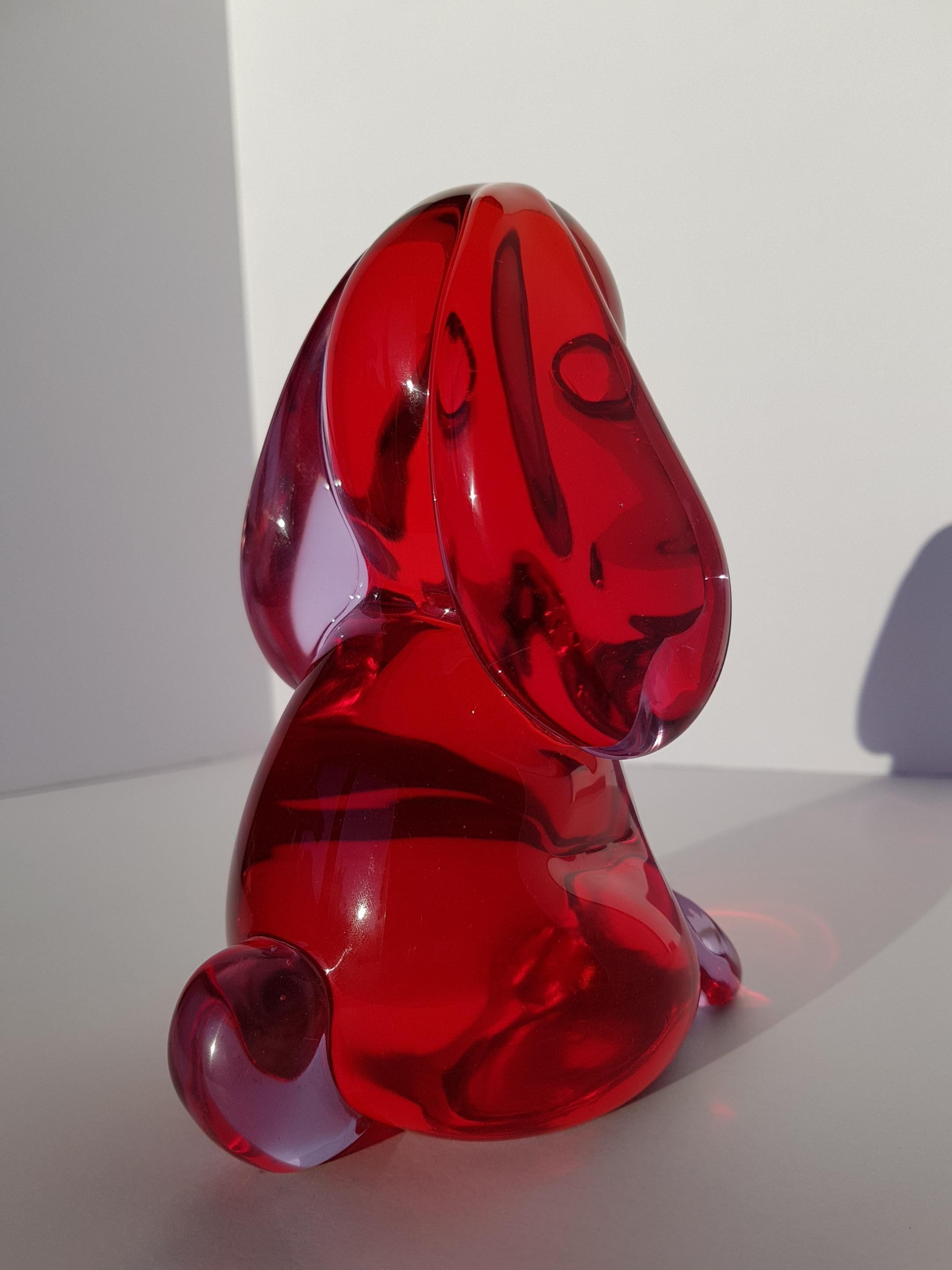 Scultura di cane in vetro di Murano Seguso Barbini Sommerso Alessandrite Rosso in vendita 3