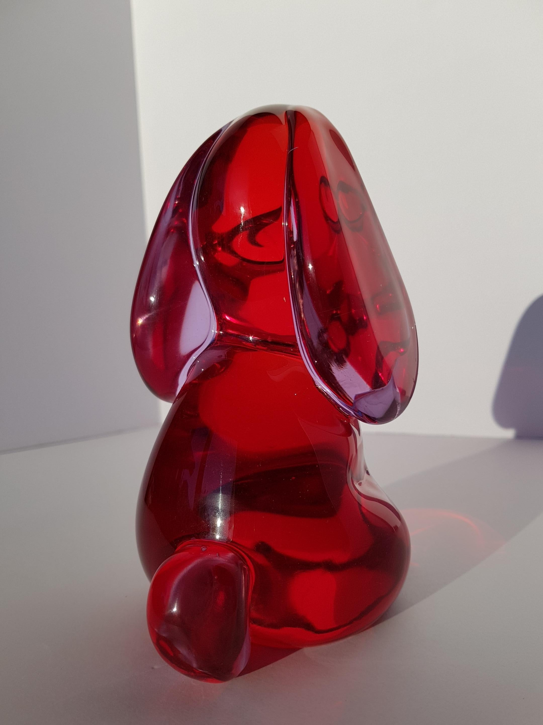 Scultura di cane in vetro di Murano Seguso Barbini Sommerso Alessandrite Rosso in vendita 4