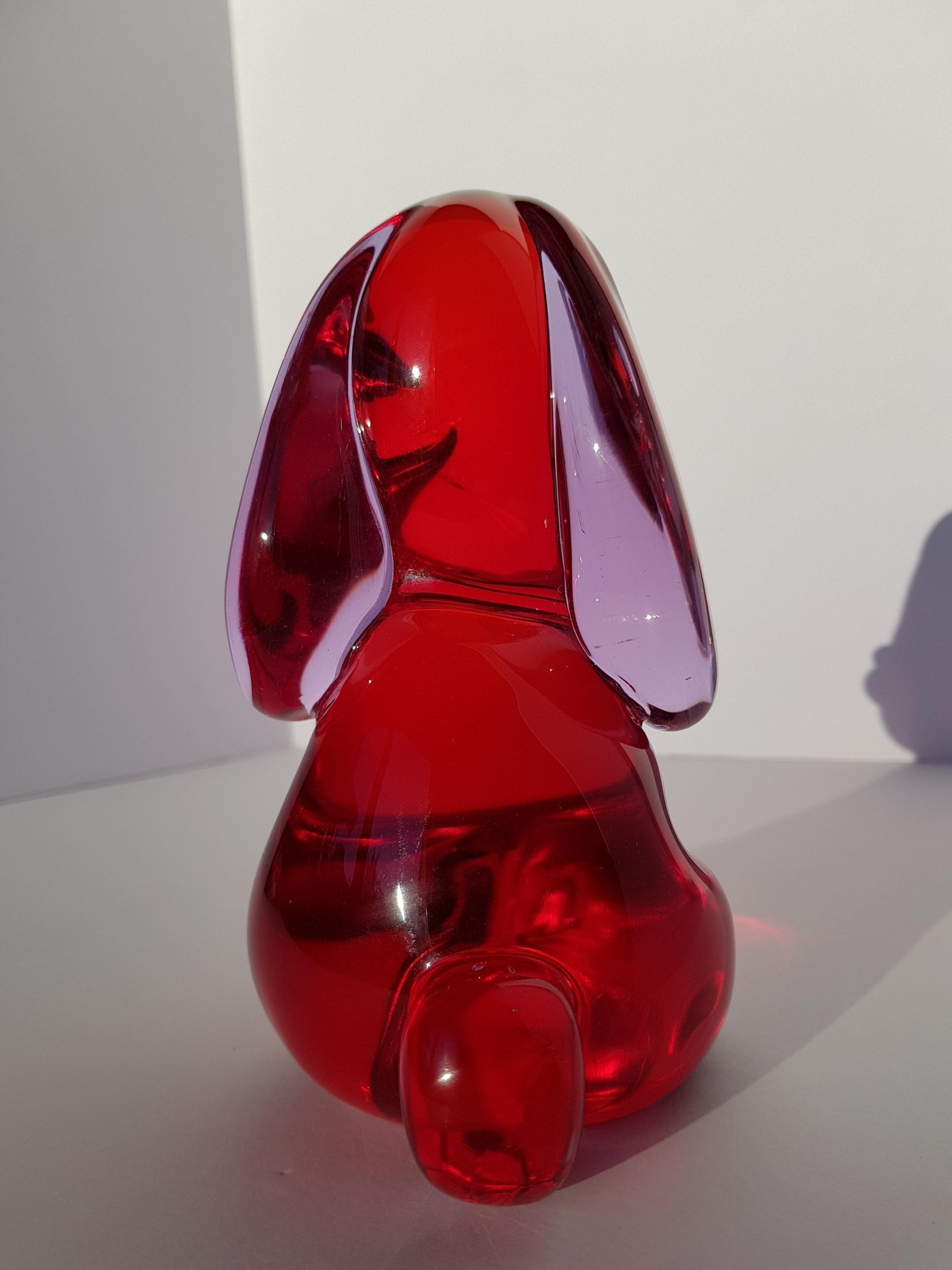 Scultura di cane in vetro di Murano Seguso Barbini Sommerso Alessandrite Rosso in vendita 5