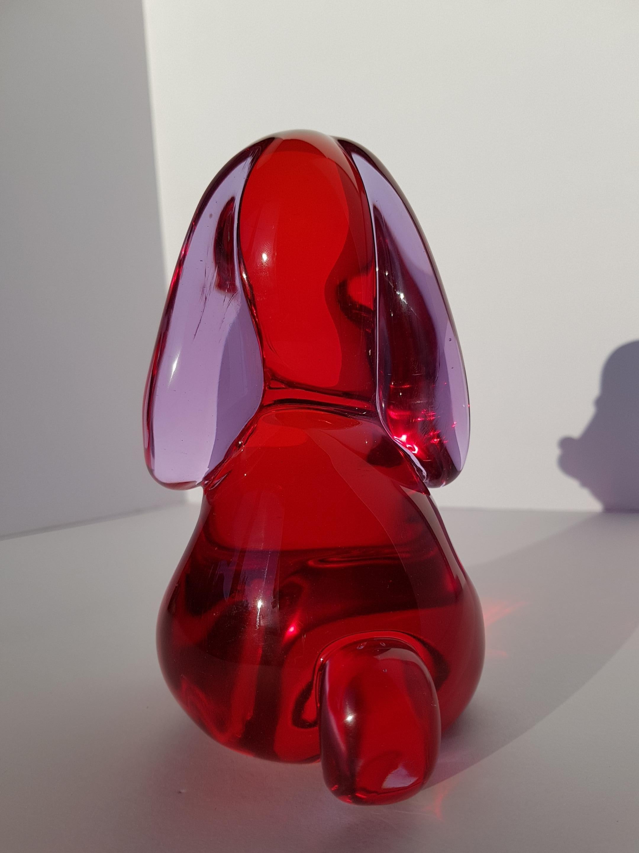 Scultura di cane in vetro di Murano Seguso Barbini Sommerso Alessandrite Rosso in vendita 6