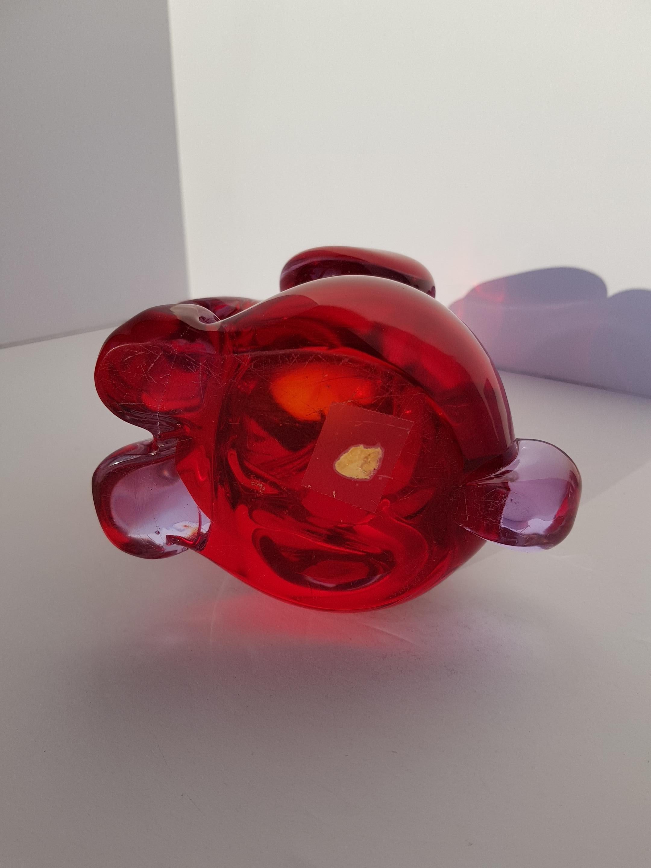 Scultura di cane in vetro di Murano Seguso Barbini Sommerso Alessandrite Rosso in vendita 9
