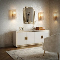 Murano Art Glass Dove-Gray Color and Brass Wall Light and Sconces, 2020