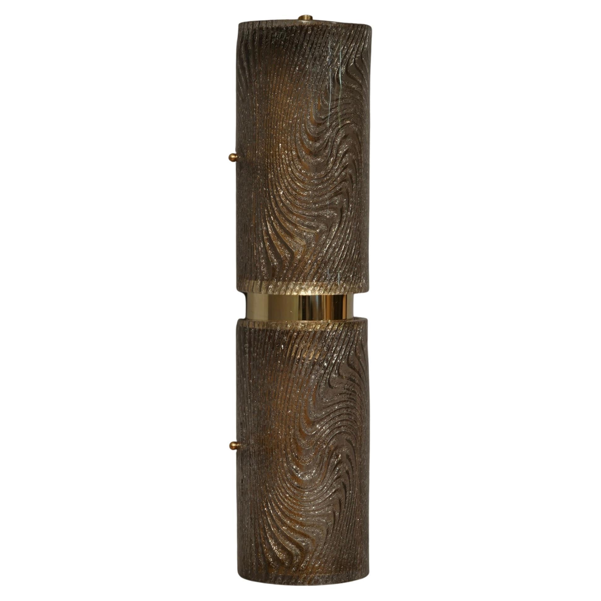Murano Art Glass Dove-Gray Color and Brass Wall Light and Sconces, 2020