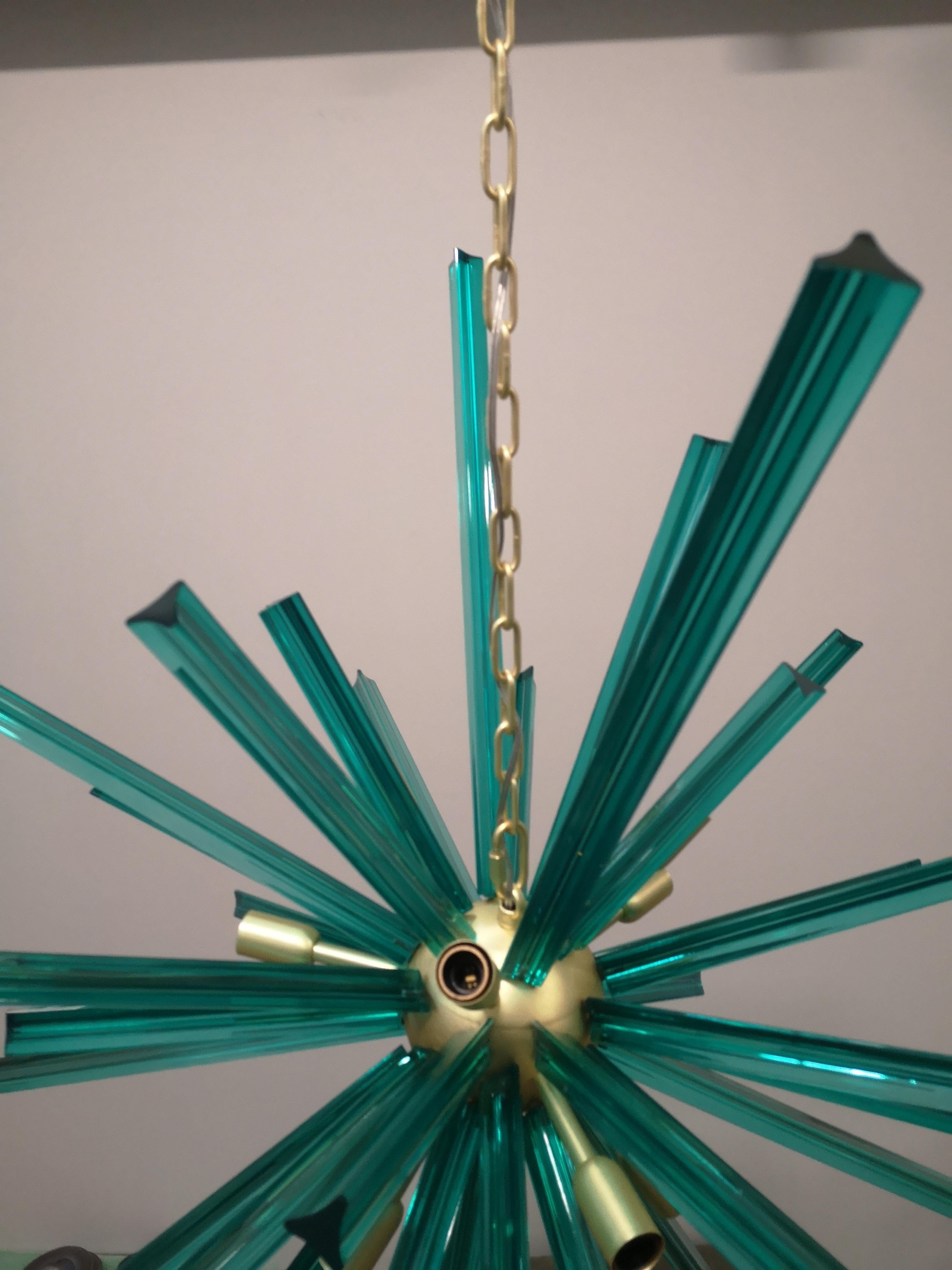 Murano Art Glass Emerald Green Color Italian Mid-Century Chandelier, 2000 For Sale 4