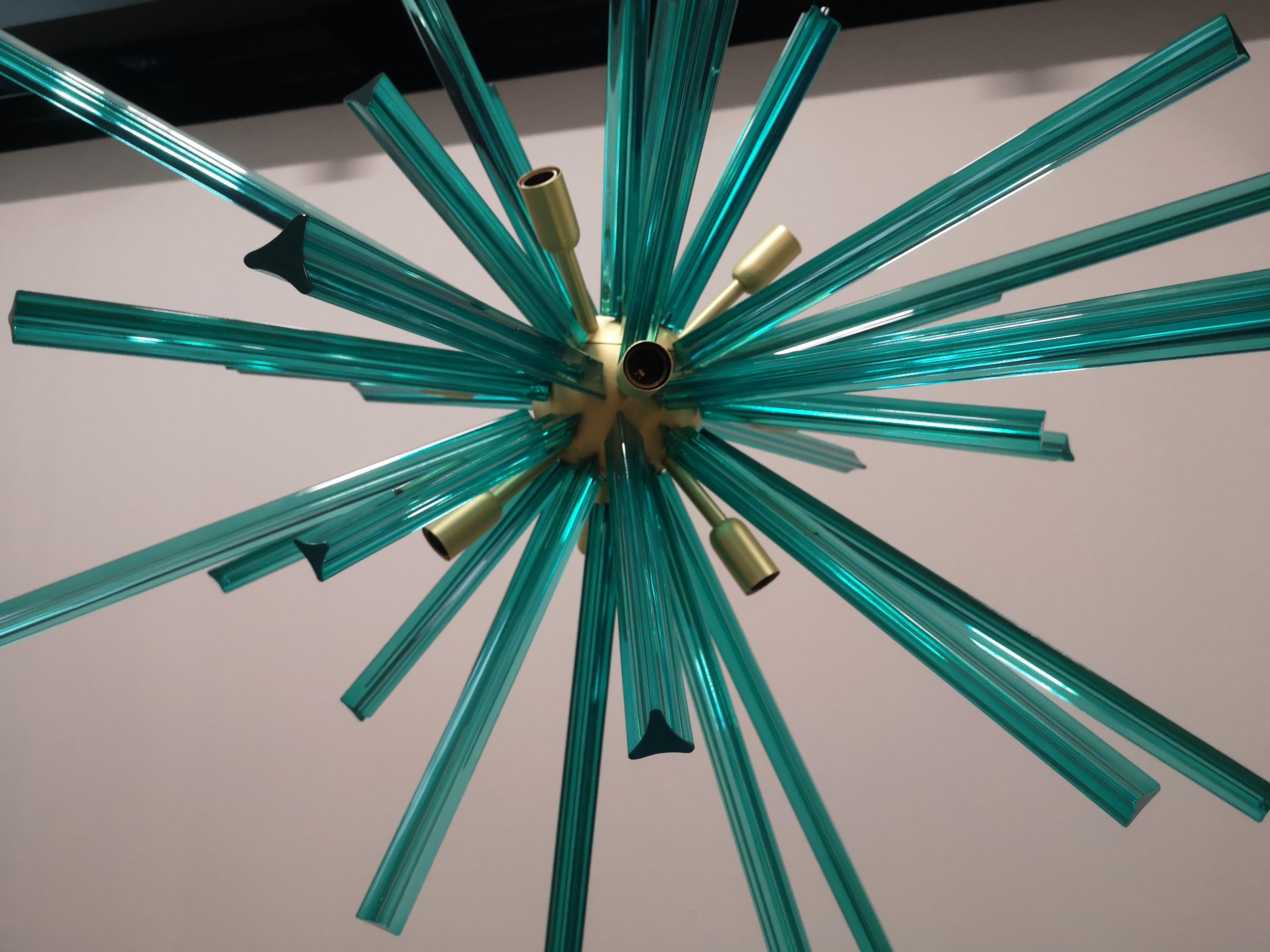 Murano Art Glass Emerald Green Color Italian Mid-Century Chandelier, 2000 For Sale 2