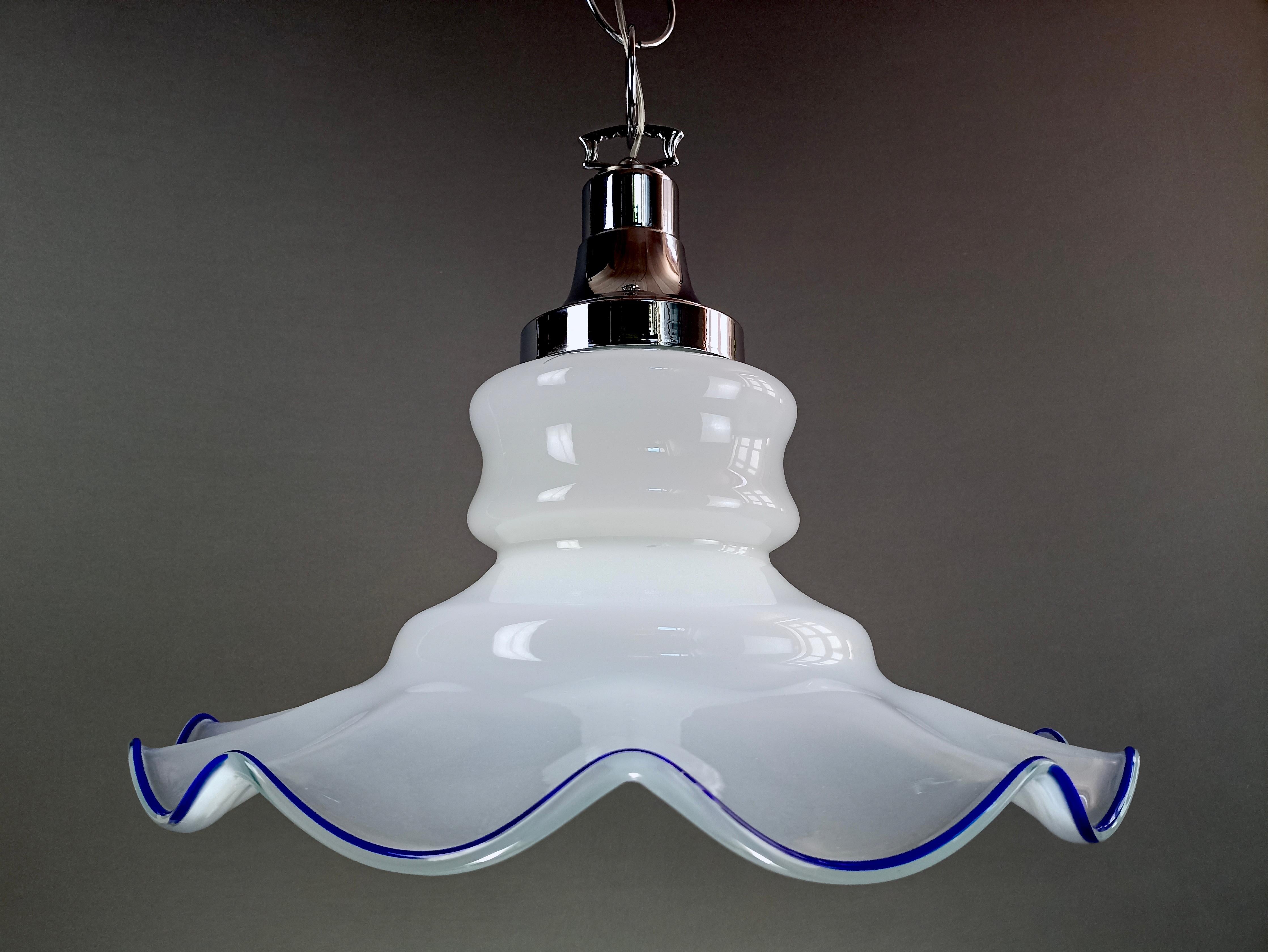 Mid-Century Modern Grande lampe à suspension Fazzoletto en verre d'art de Murano, Italie, 1970 en vente