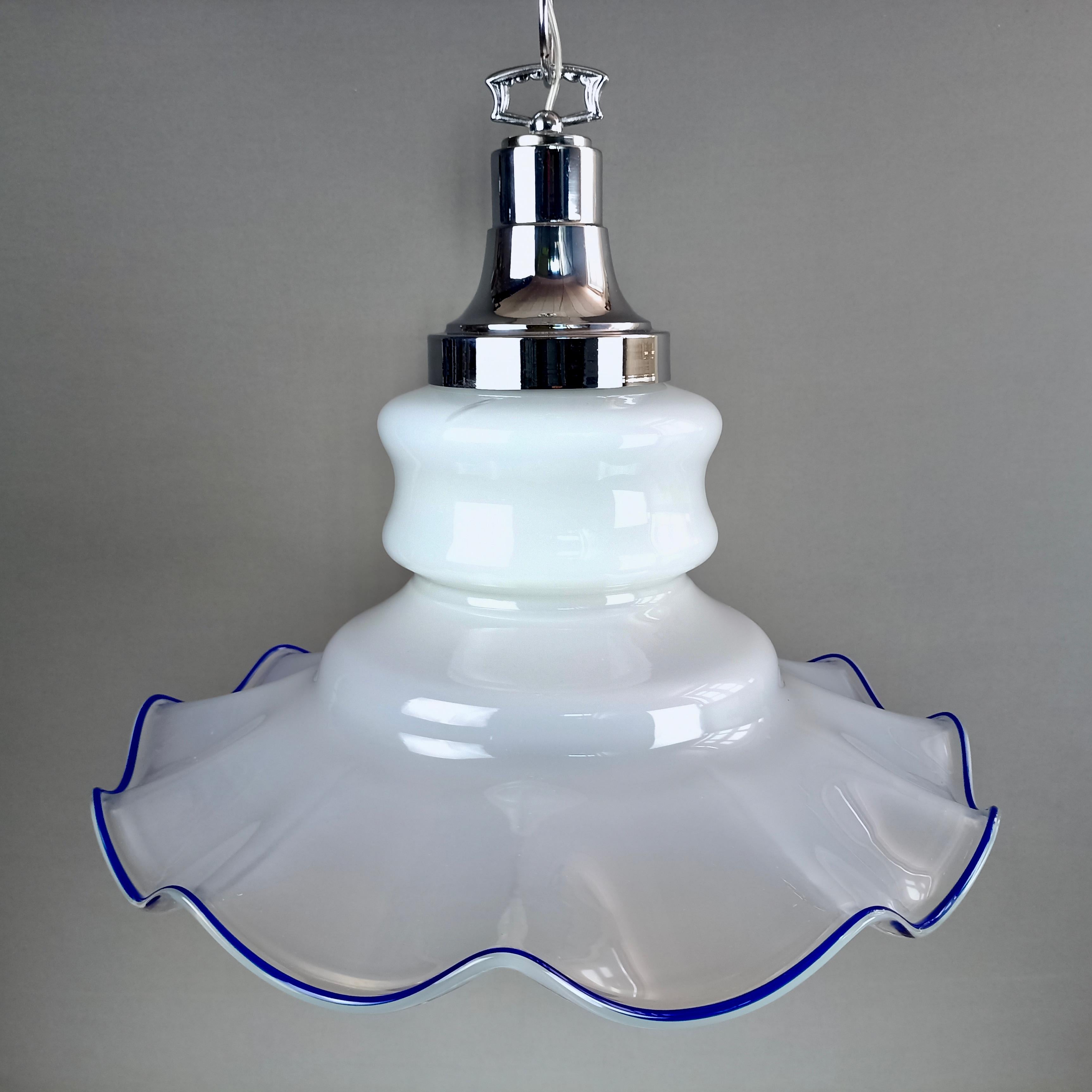 Fait main Grande lampe à suspension Fazzoletto en verre d'art de Murano, Italie, 1970 en vente