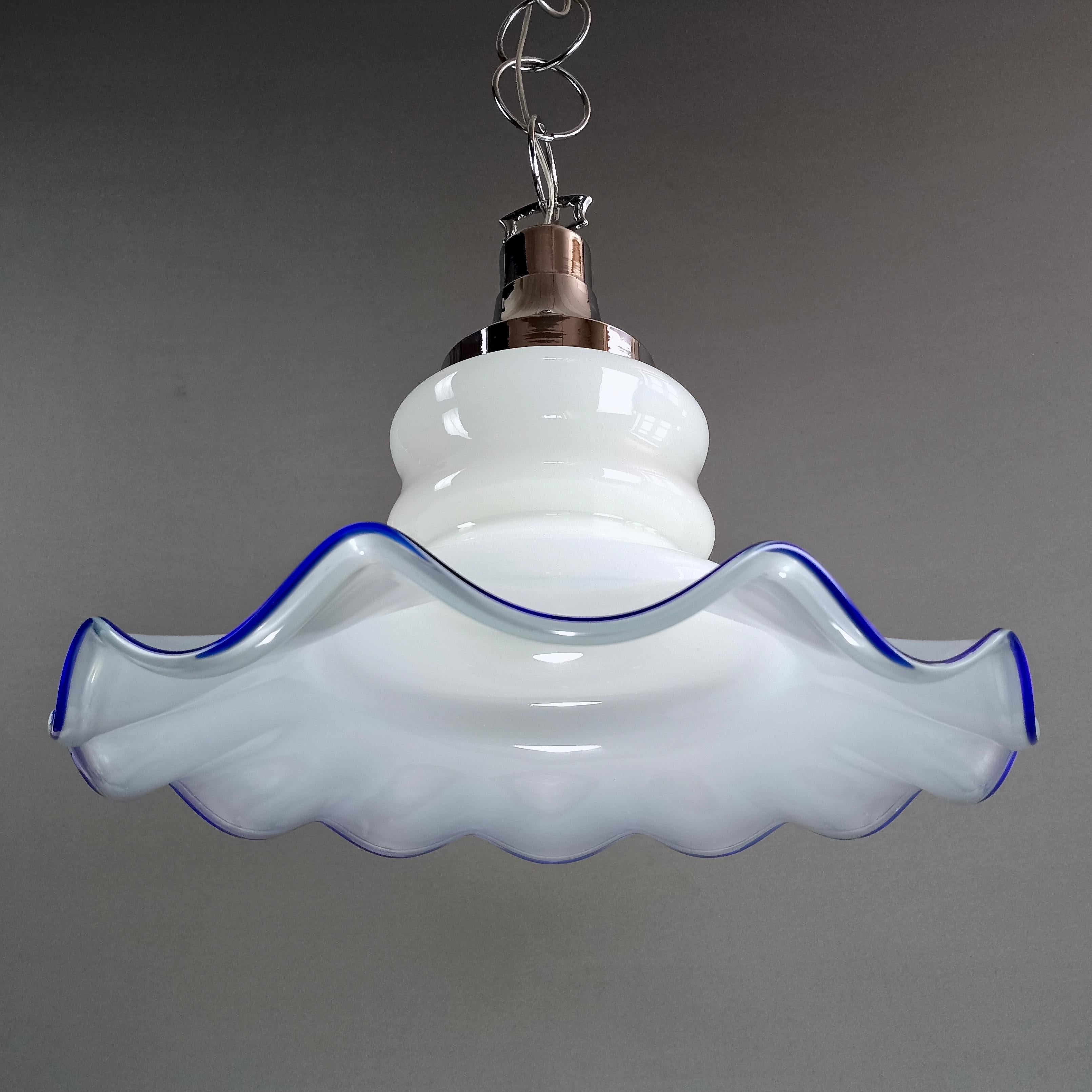 Grande lampe à suspension Fazzoletto en verre d'art de Murano, Italie, 1970 Bon état - En vente à Caprino Veronese, VR