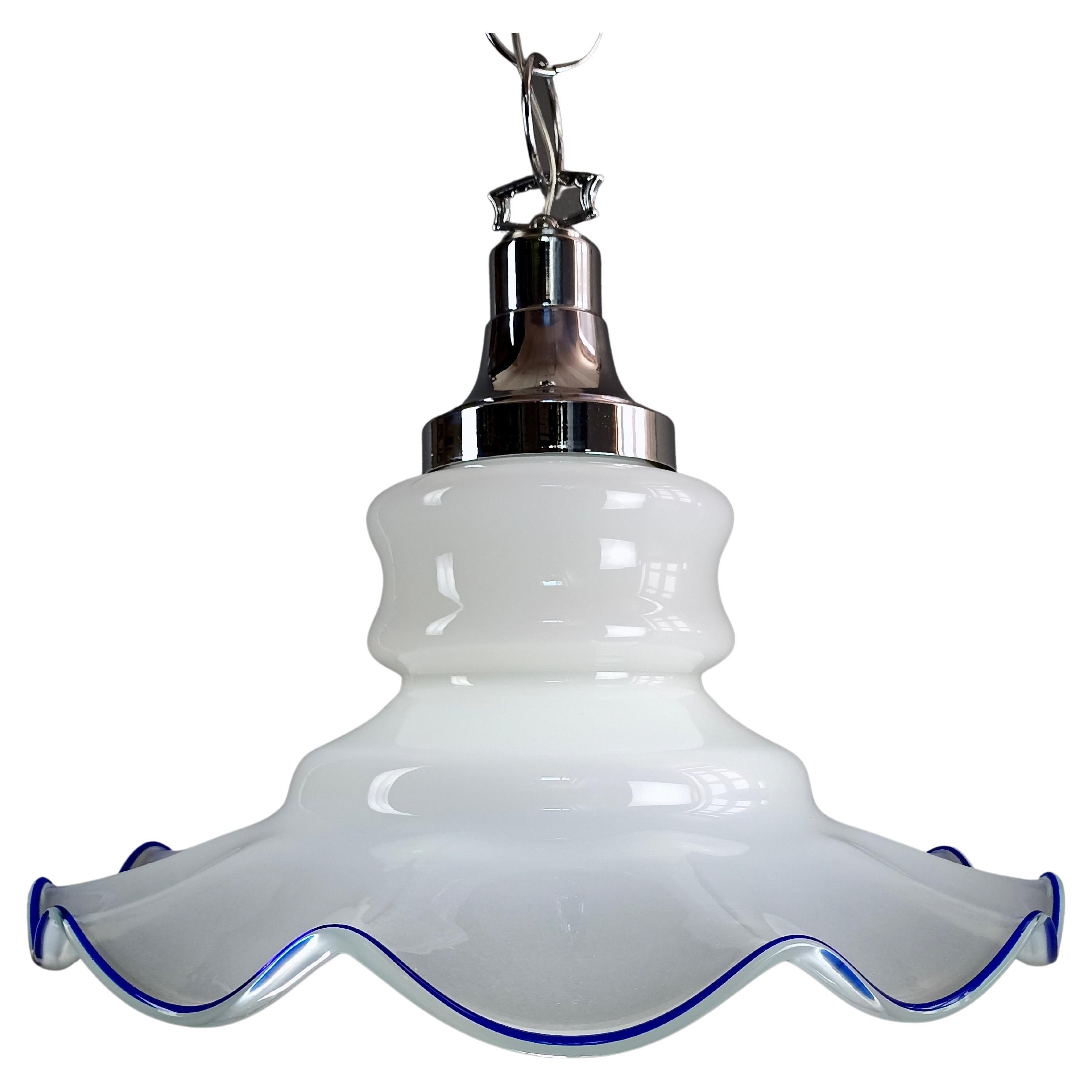 Grande lampe à suspension Fazzoletto en verre d'art de Murano, Italie, 1970