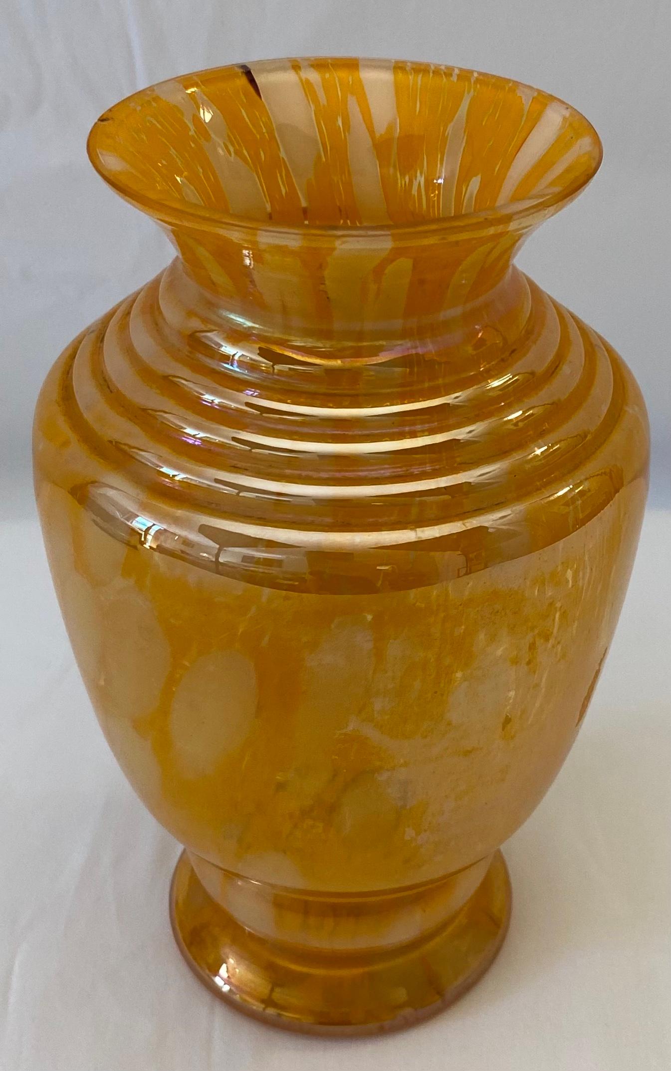 Mid-Century Modern Murano Art Glass Flower Vase Amber For Sale