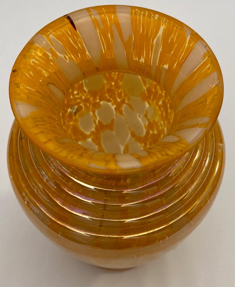 Murano Art Glass Flower Vase Amber For Sale at 1stDibs
