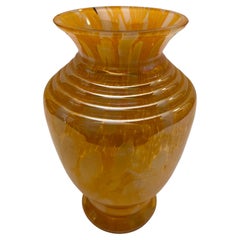 Retro Murano Art Glass Flower Vase Amber