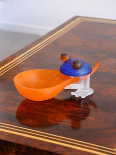 Hand-Crafted Murano Glass Frog Bowl Sculpture from Italy, 1980s
