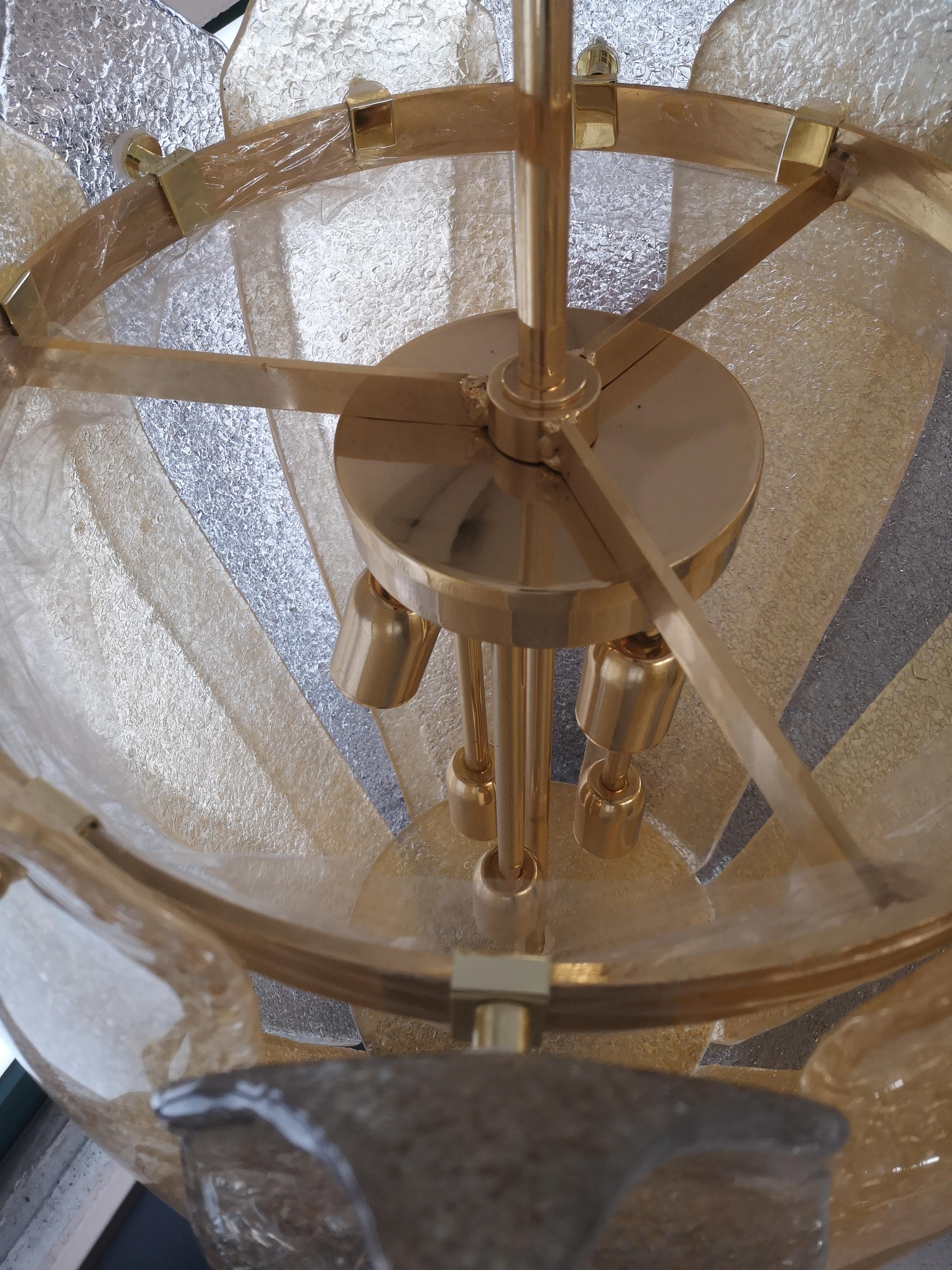 Lampadario e pendente in vetro di Murano color oro e fumé, 2000 in vendita 2