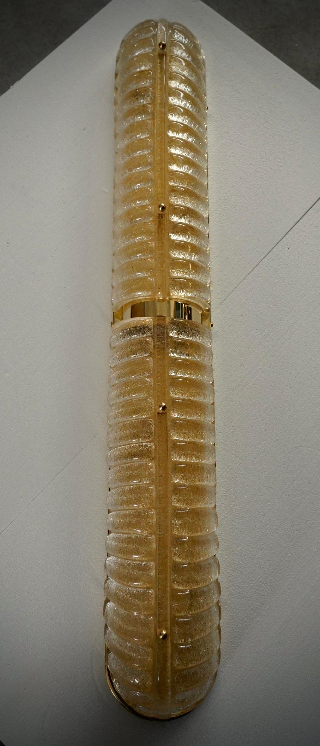 Ottone Applique e sconsigliere in vetro artistico di Murano, colore oro e ottone, 2000 in vendita