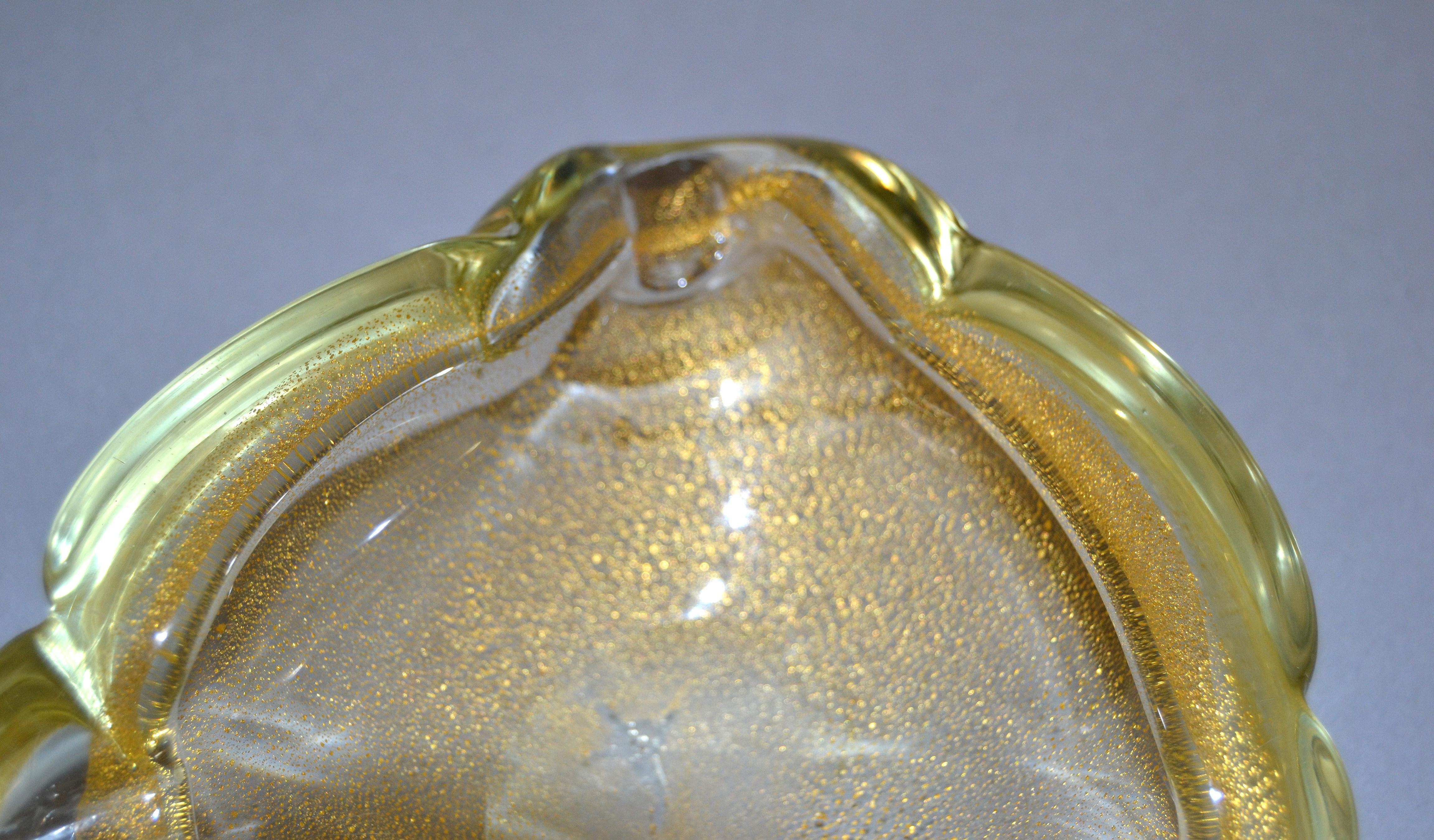 Murano Glass Murano Art Glass Gold Flecks Ashtray, Catchall, Bowl Italy