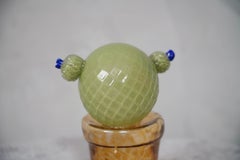 Murano Art Glass Green and Amber Cactus Plant, 1990