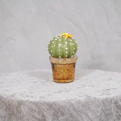 Murano Art Glass Green and Orange Cactus Plant, 1990