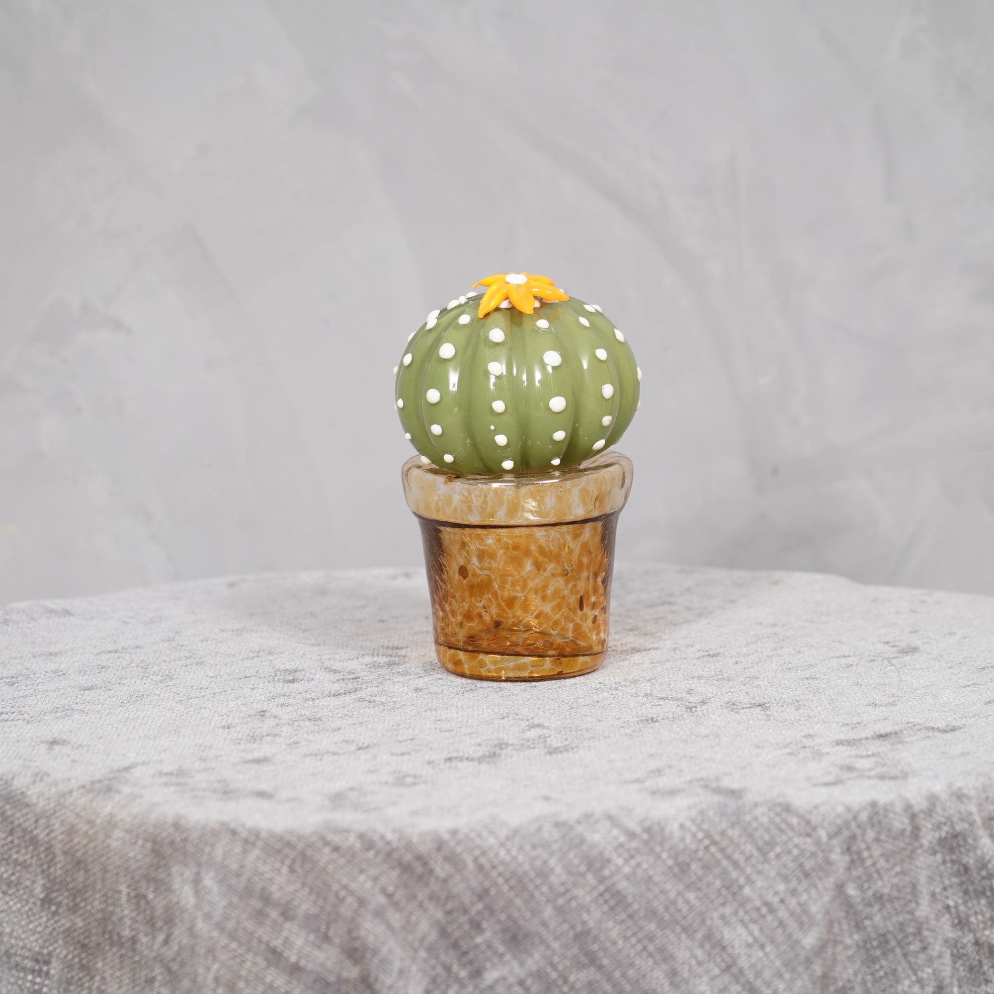 Mid-Century Modern Cactus vert et orange, Murano Art Glass, 1990 en vente