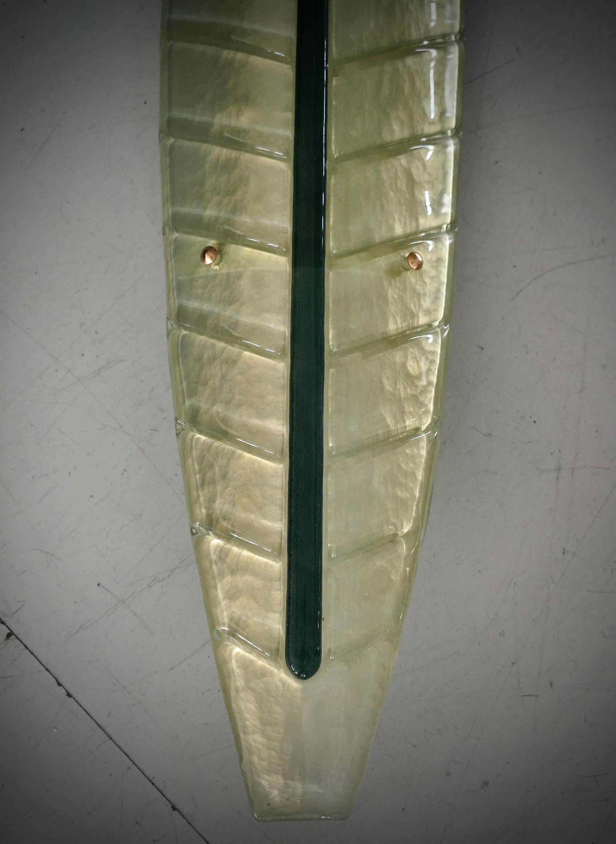 Lámpara de pared y apliques de cristal de Murano verde y blanco, 1990 en Bueno estado para la venta en Rome, IT