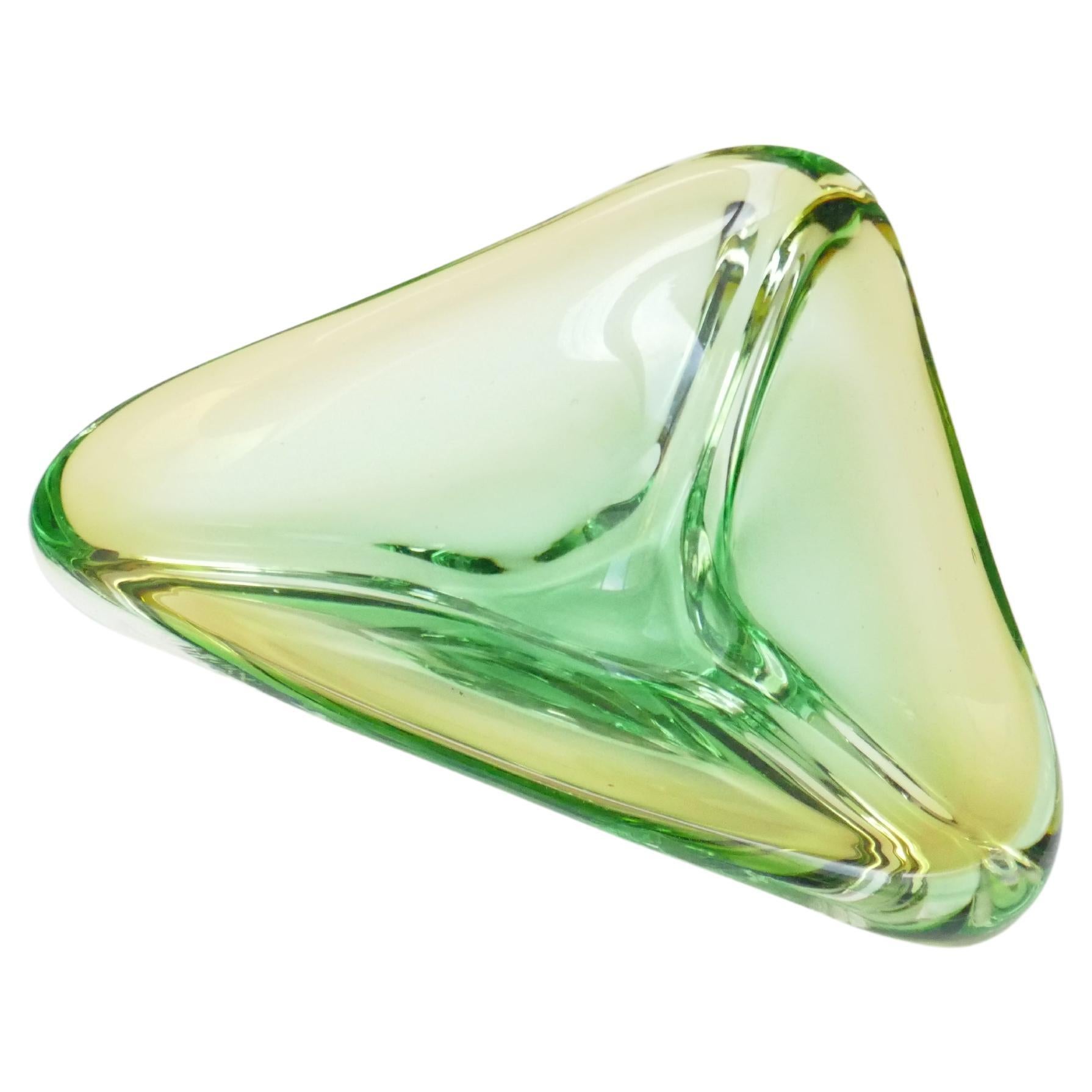 Verre d'art de Murano vert, transparent et ambré, Italie, années 1960 en vente