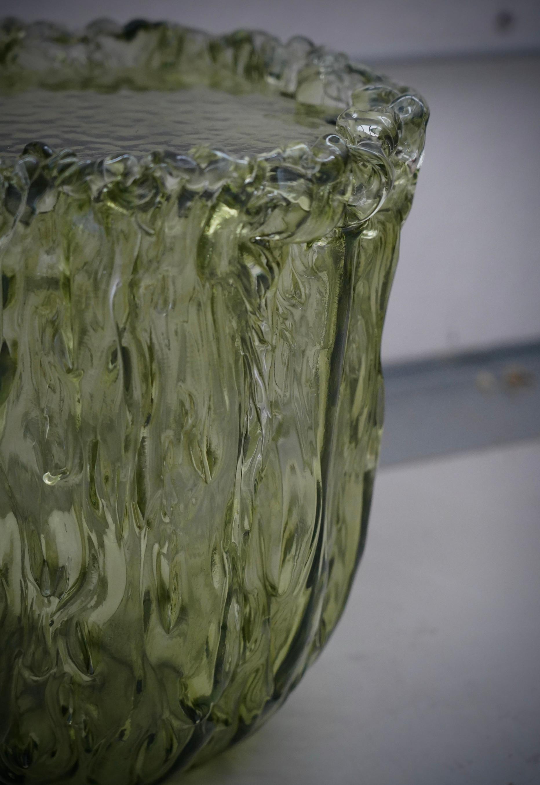Tavolino italiano di metà secolo in vetro artistico di Murano, colore verde, 2020 in vendita 2