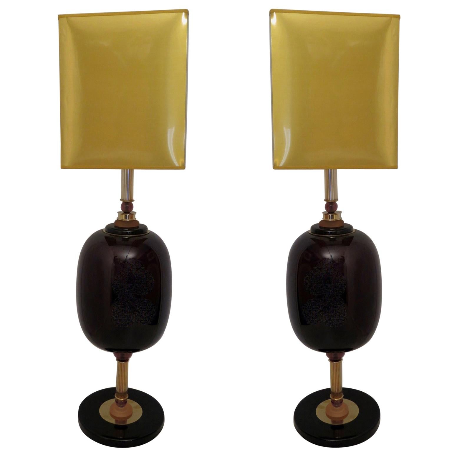 Murano Art Glass Italian Midcentury Table Lamps, 1970