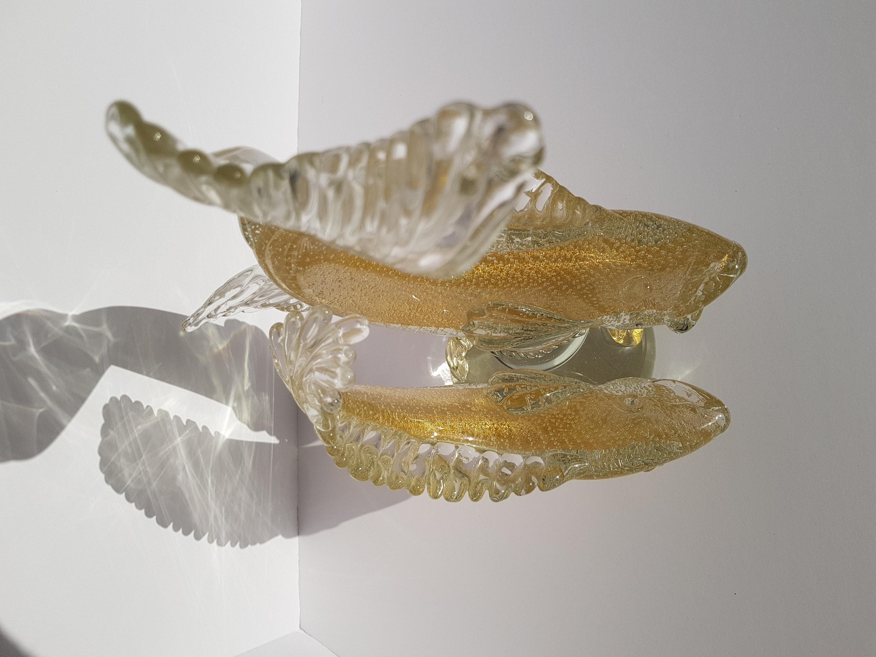 Scultura di pesce Koi in vetro artistico di Murano Barbini Bolla d'oro Hollywood Regency Modern in vendita 9