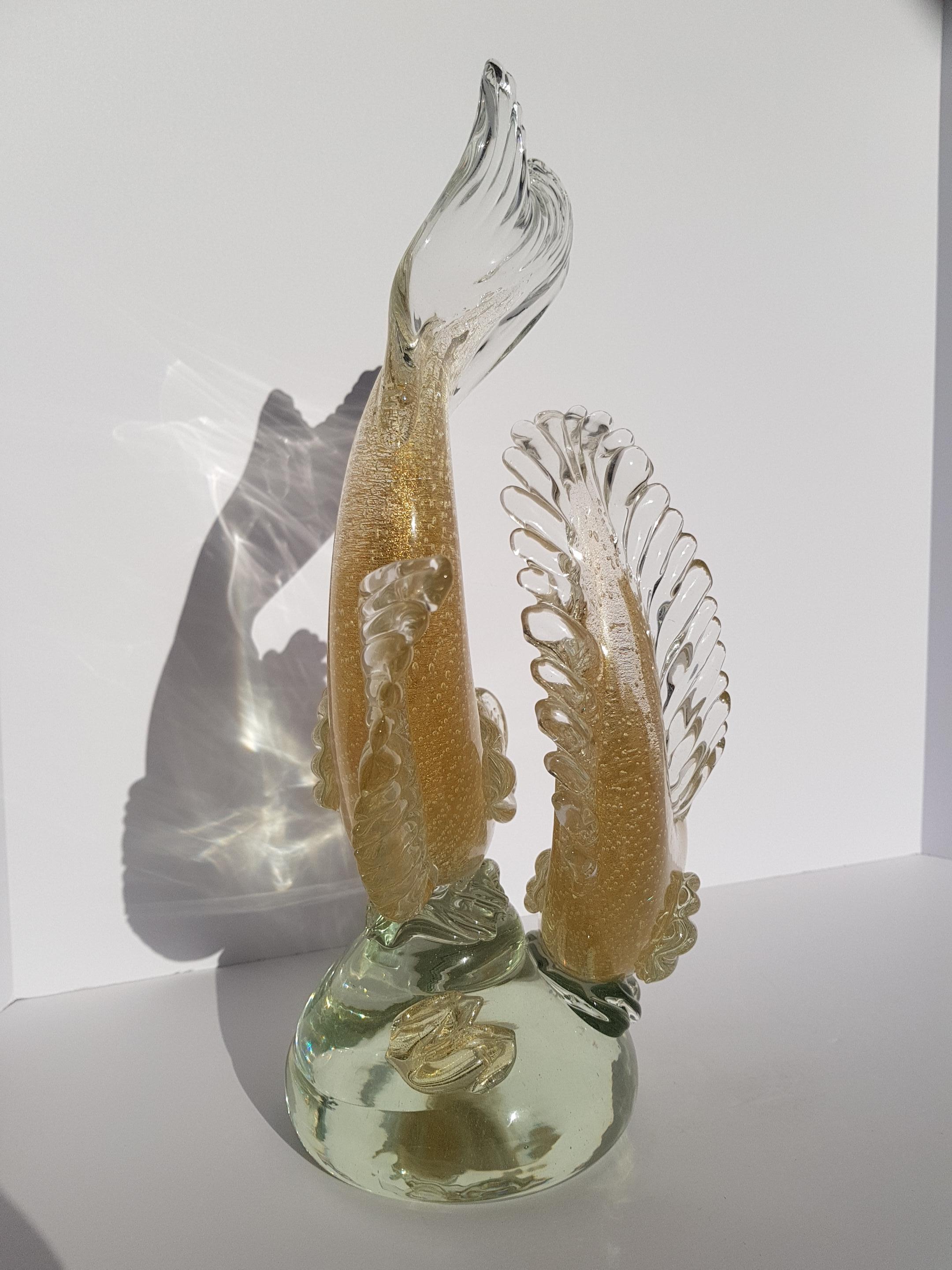 Scultura di pesce Koi in vetro artistico di Murano Barbini Bolla d'oro Hollywood Regency Modern In condizioni ottime in vendita a Palm Beach, FL