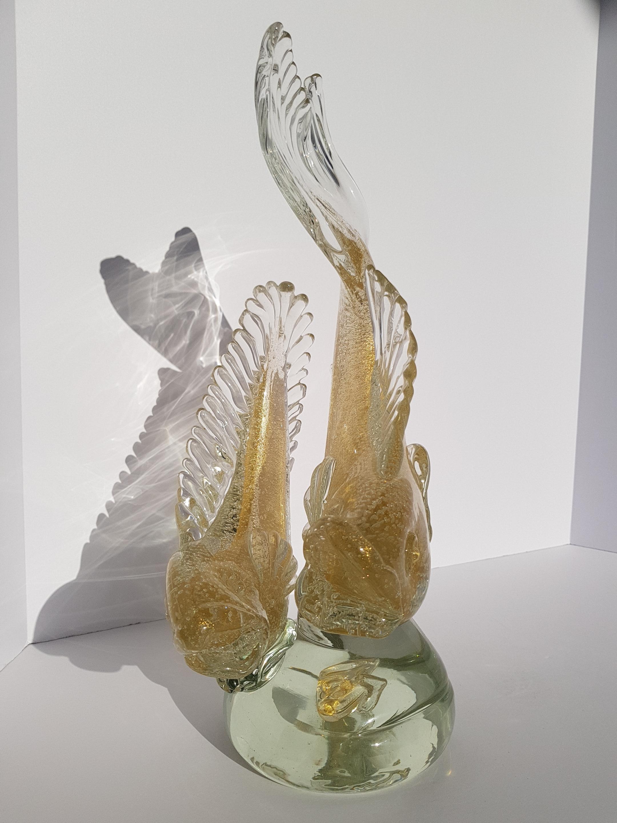 Scultura di pesce Koi in vetro artistico di Murano Barbini Bolla d'oro Hollywood Regency Modern in vendita 2